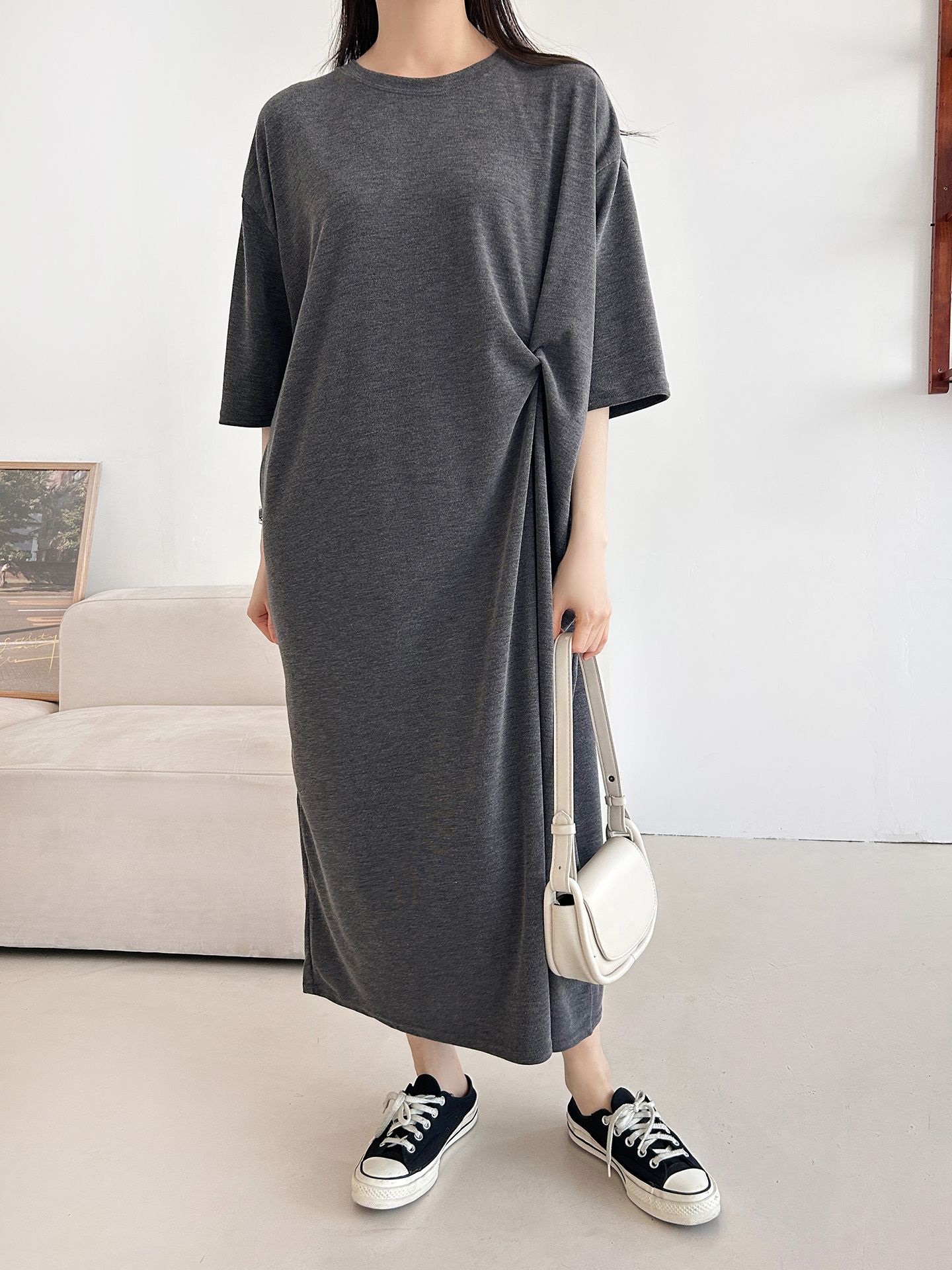 ラウンドネックロングツイスト5分丈ワンピース | 詳細画像19