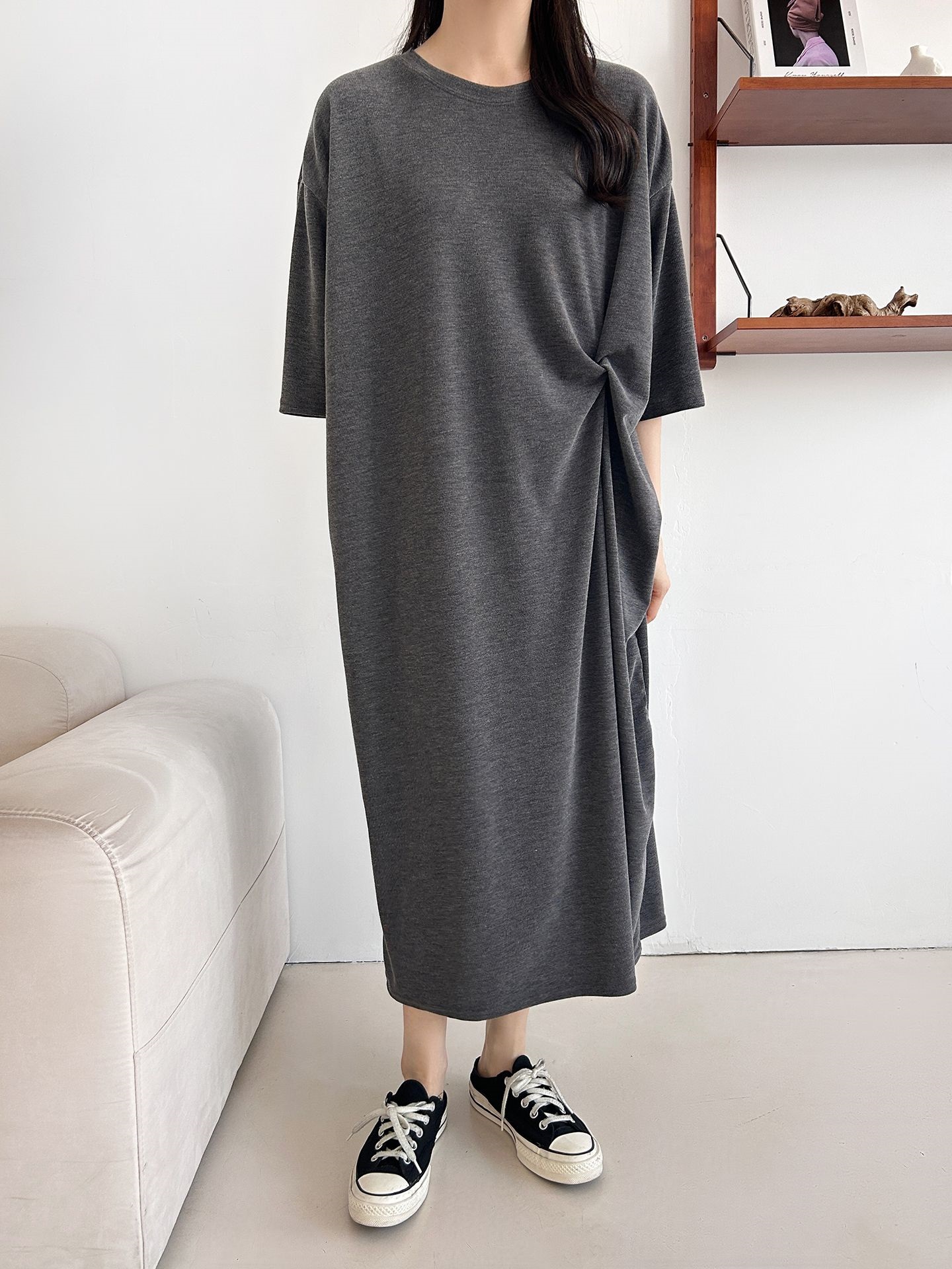 ラウンドネックロングツイスト5分丈ワンピース | 詳細画像20