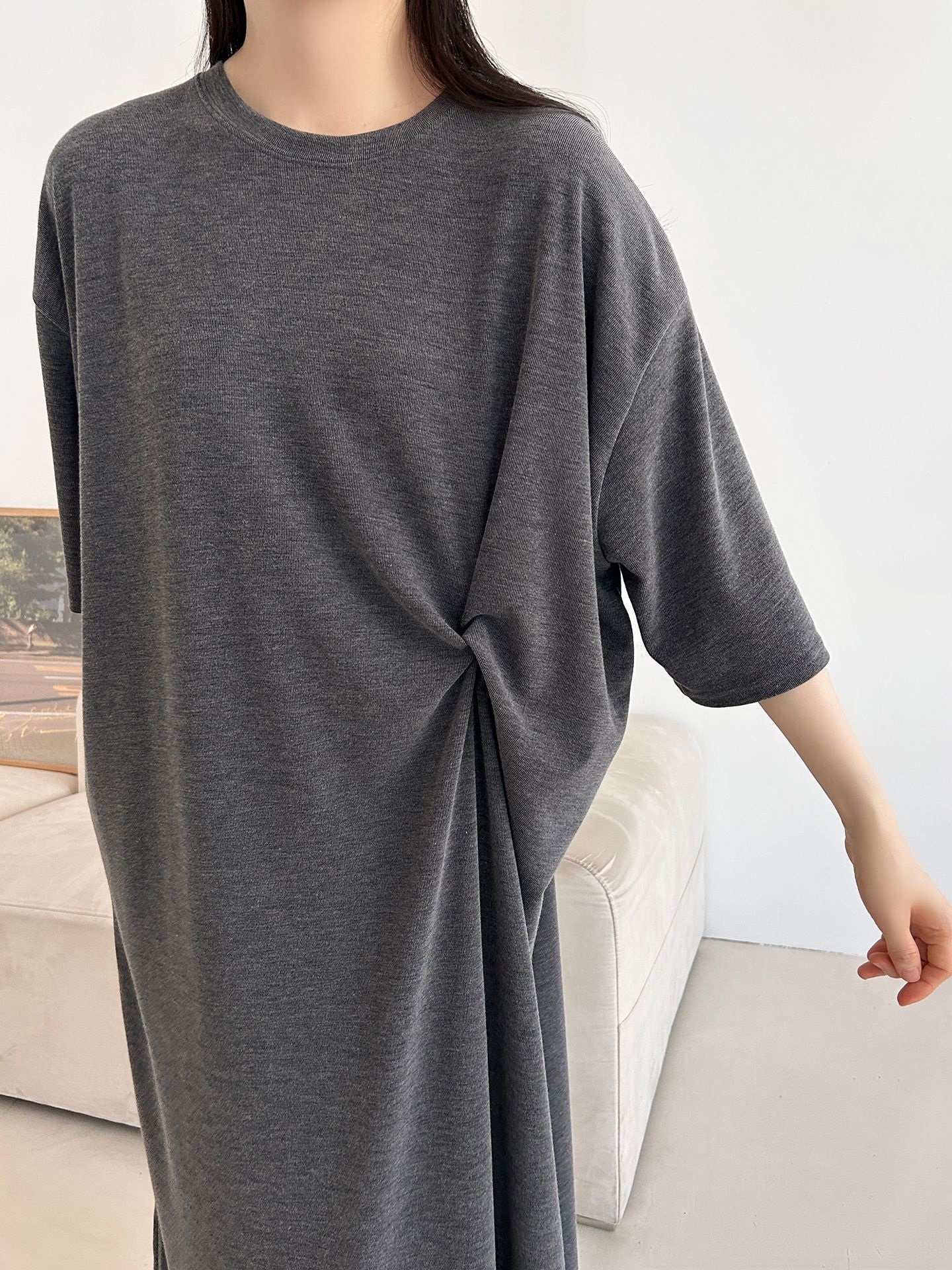 ラウンドネックロングツイスト5分丈ワンピース | 詳細画像22