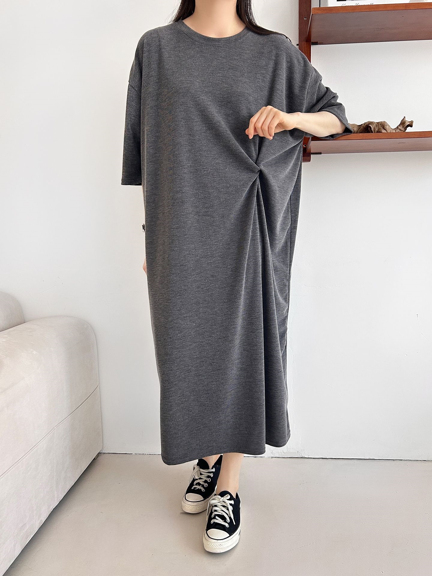 ラウンドネックロングツイスト5分丈ワンピース | 詳細画像24