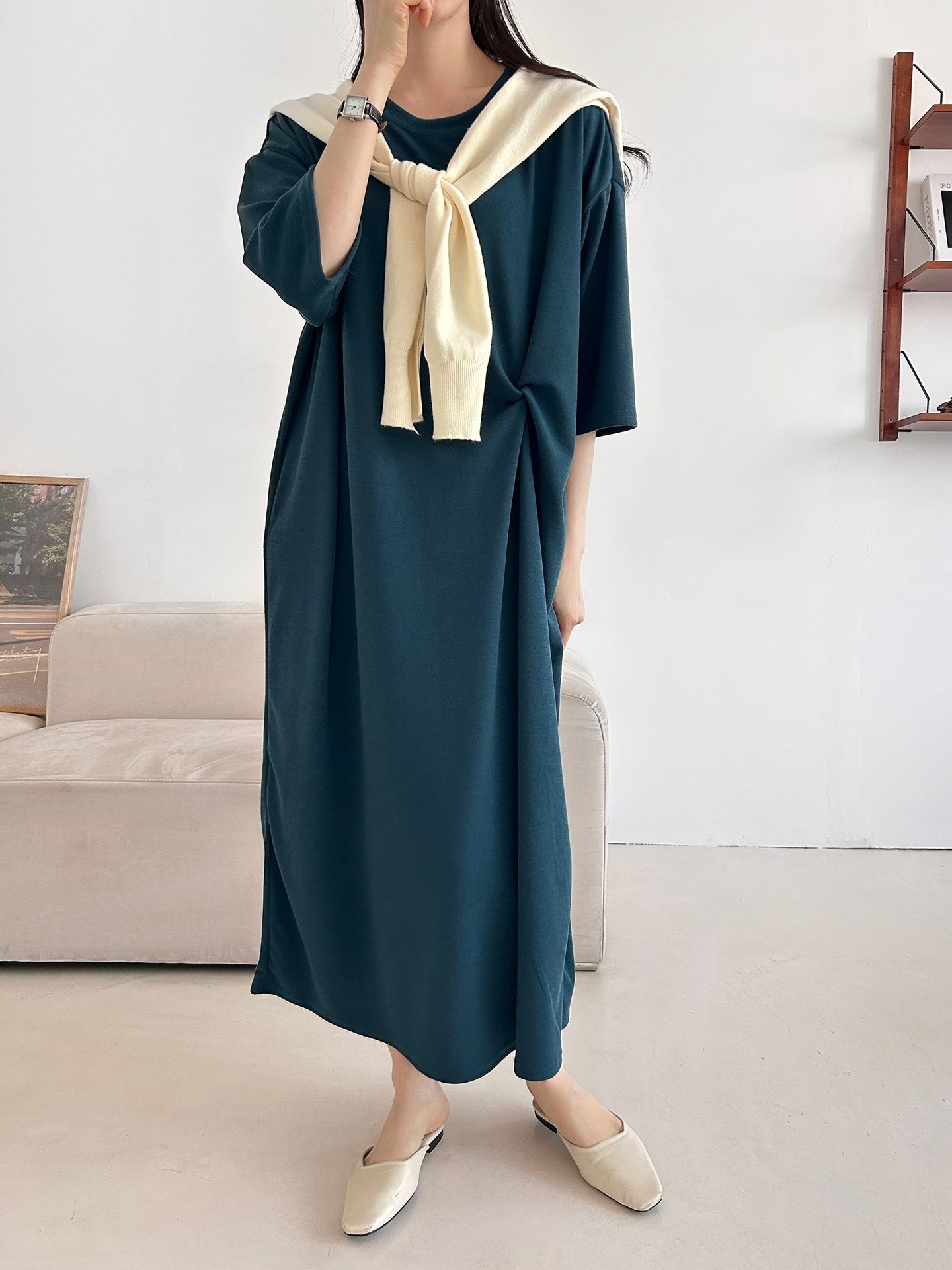 ラウンドネックロングツイスト5分丈ワンピース | 詳細画像27