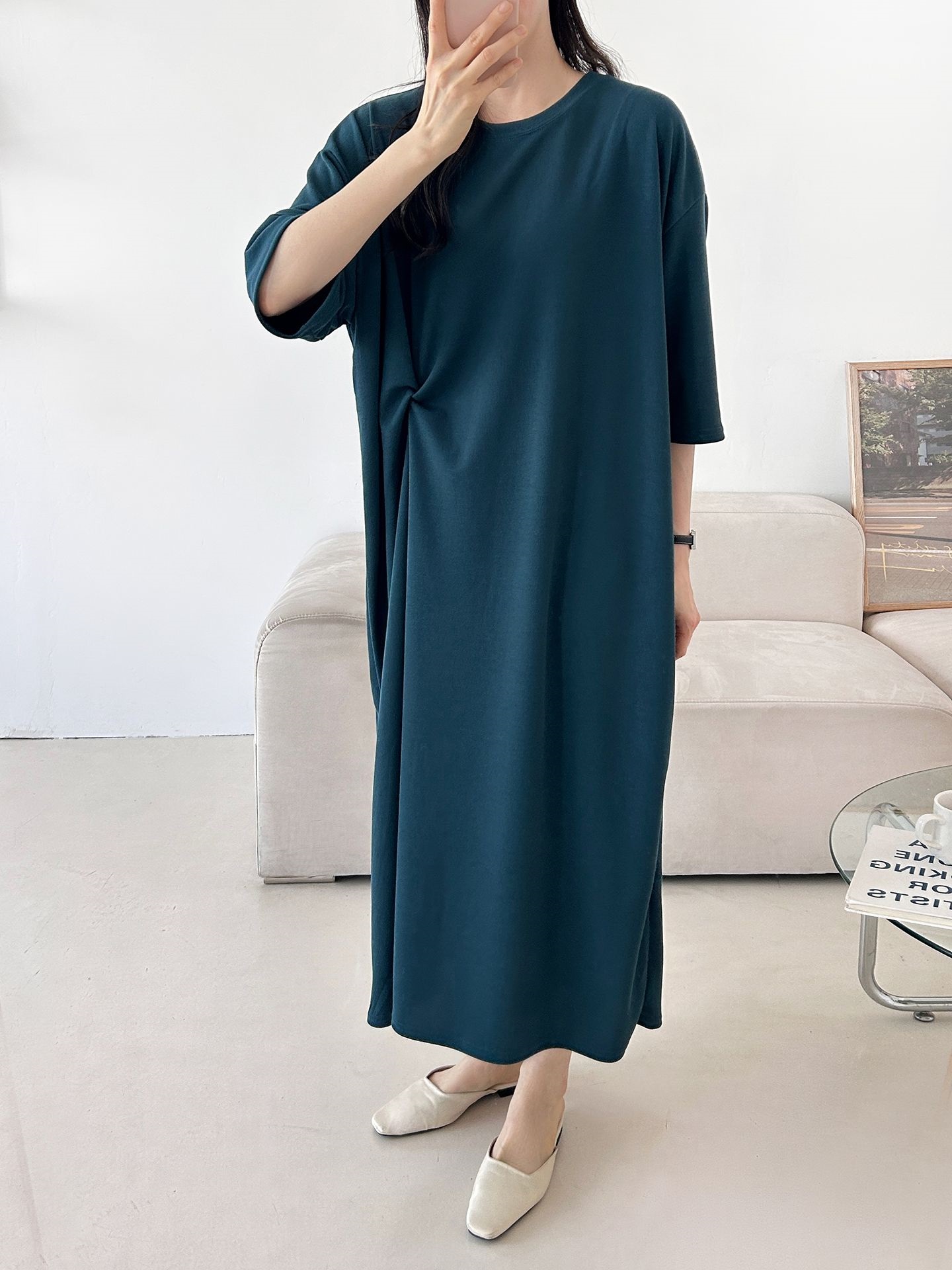 ラウンドネックロングツイスト5分丈ワンピース | 詳細画像28