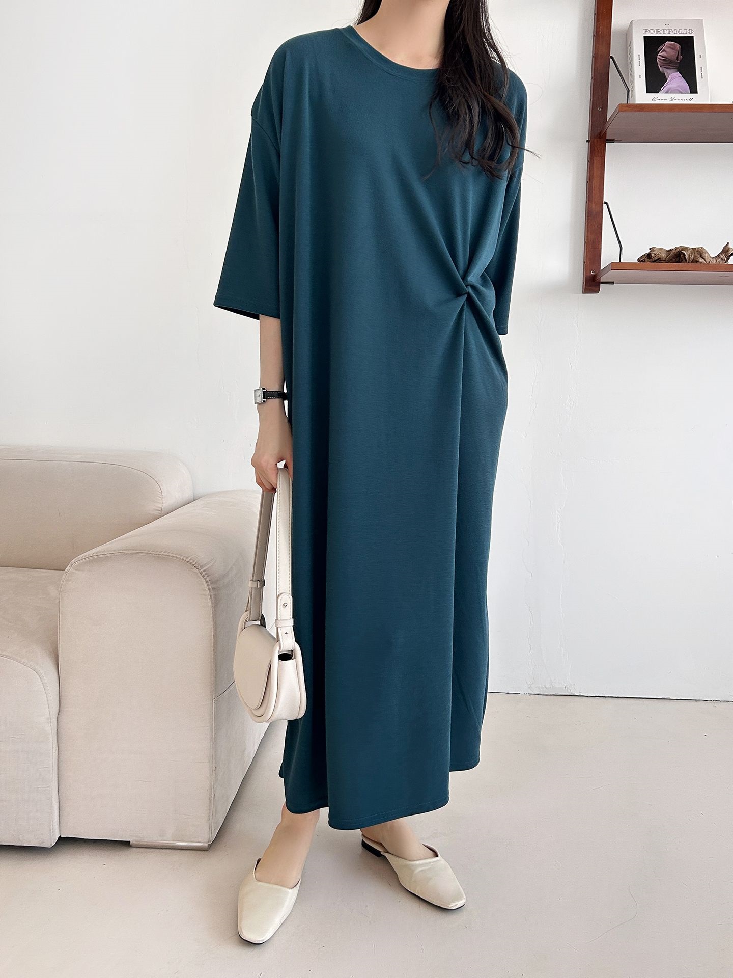 ラウンドネックロングツイスト5分丈ワンピース | 詳細画像30