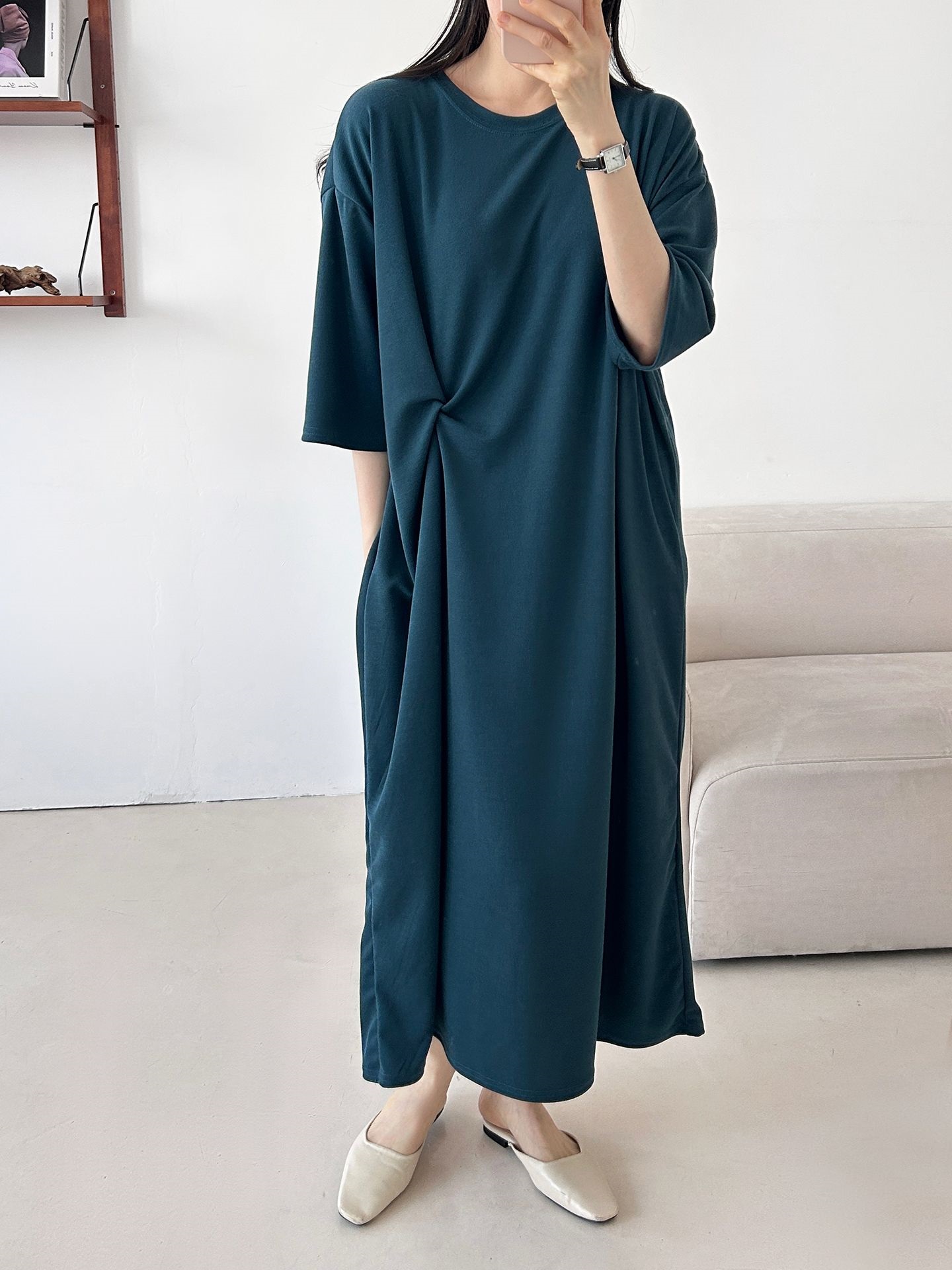 ラウンドネックロングツイスト5分丈ワンピース | 詳細画像31