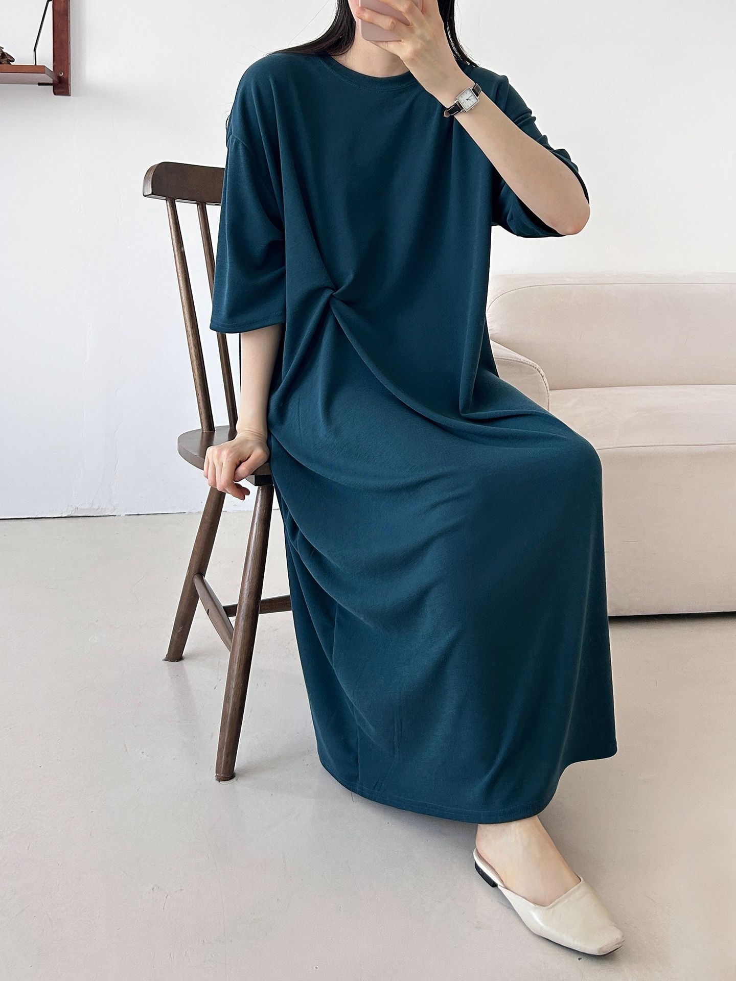 ラウンドネックロングツイスト5分丈ワンピース | 詳細画像35