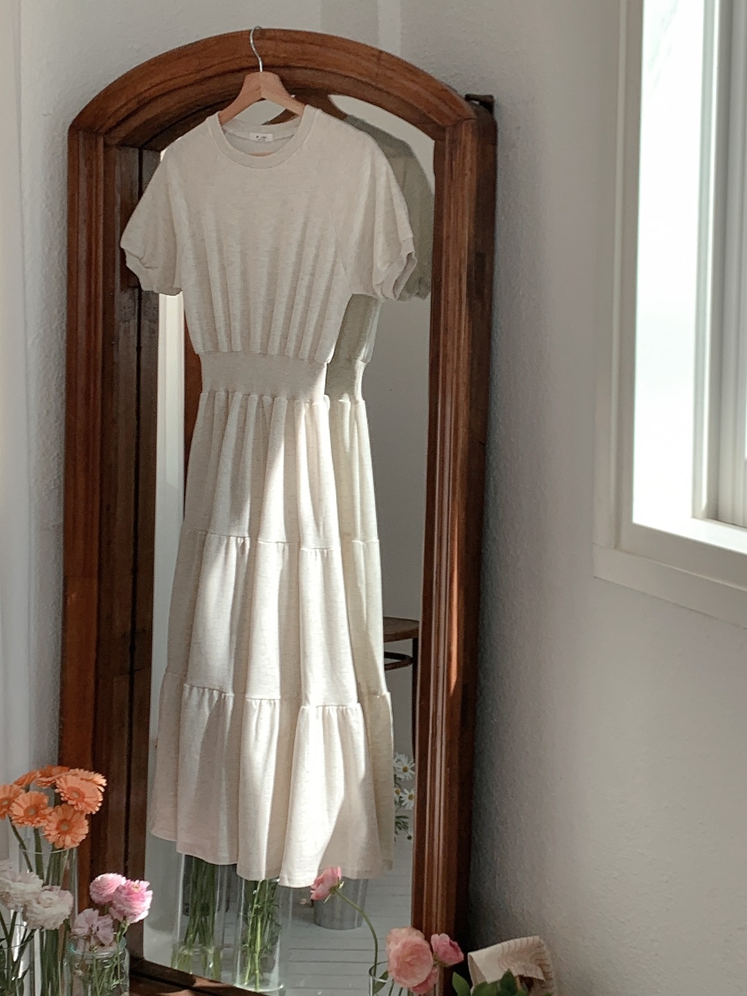 ラウンドネックティアードラグランロング半袖ワンピース | 詳細画像17