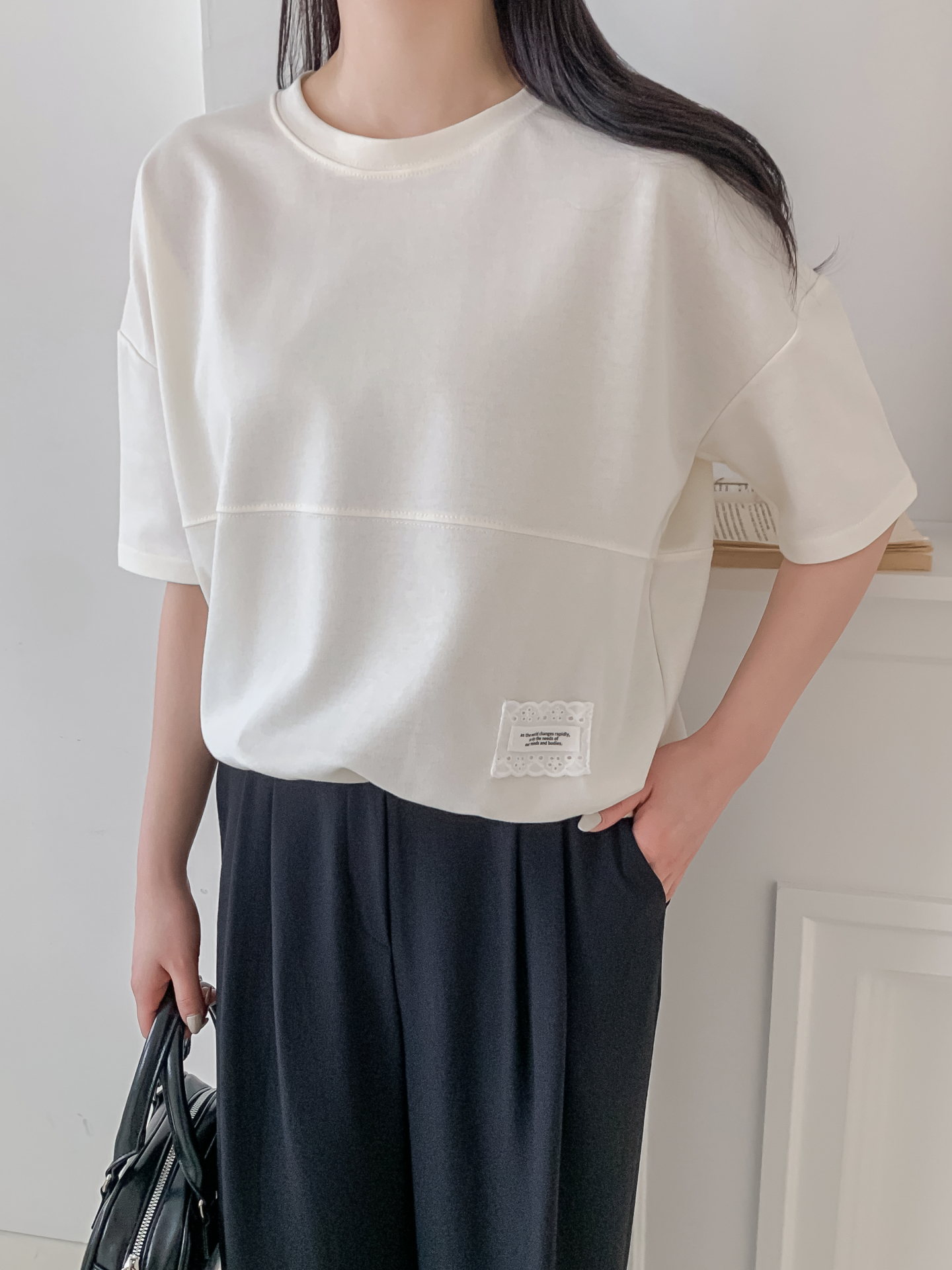 ラウンドネックゴムパッチライン半袖スウェット | 詳細画像3