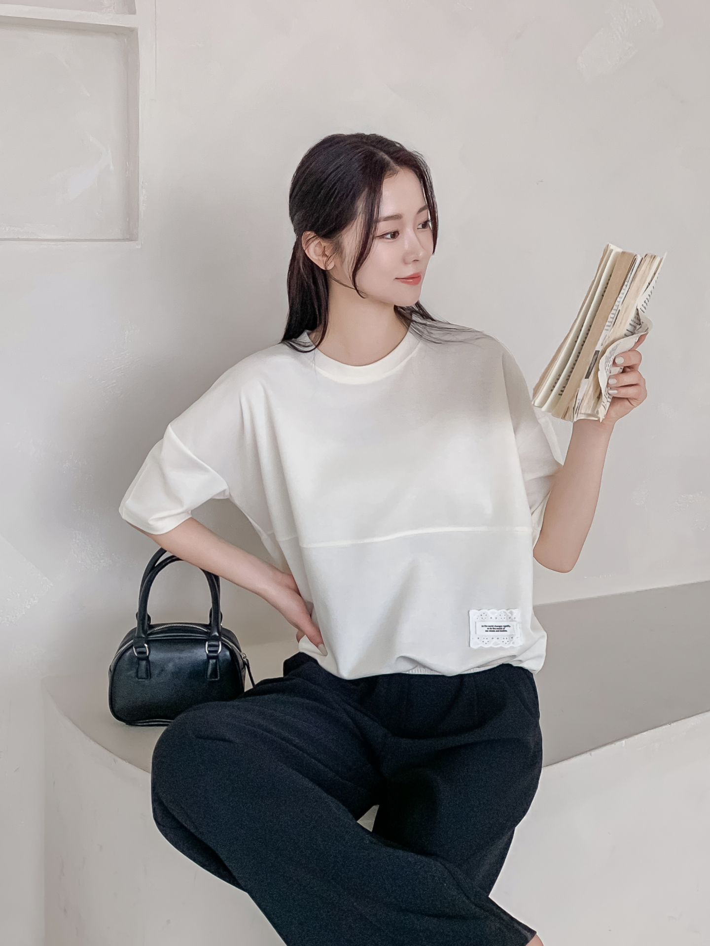 ラウンドネックゴムパッチライン半袖スウェット | 詳細画像9