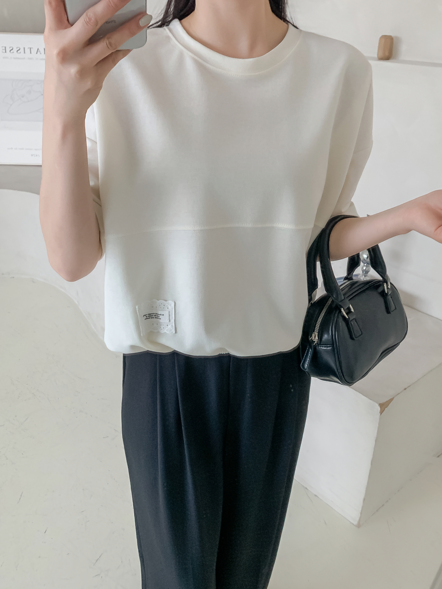 ラウンドネックゴムパッチライン半袖スウェット | 詳細画像17