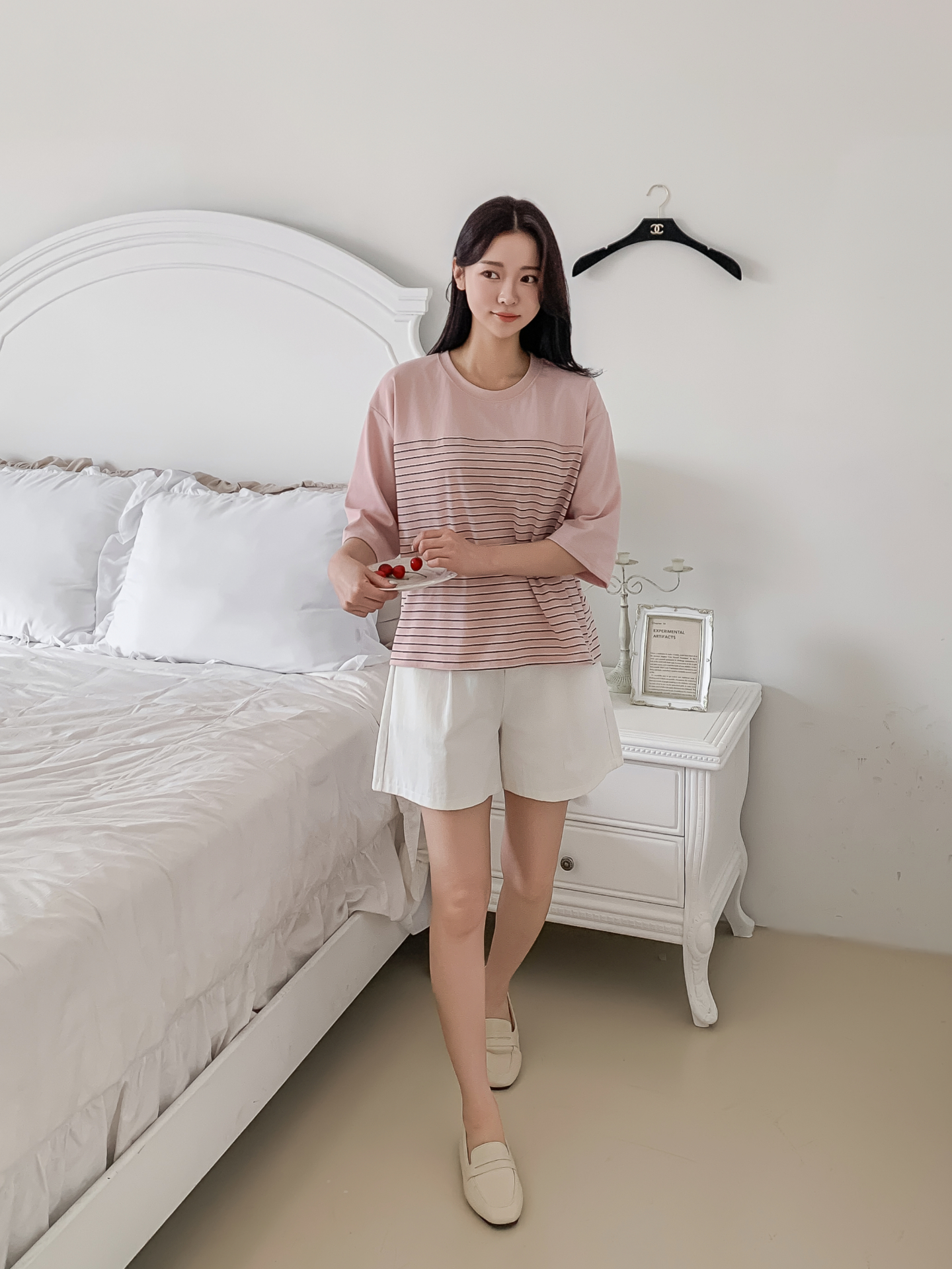 ラウンドネック7分袖ボーダーTシャツ | 詳細画像2