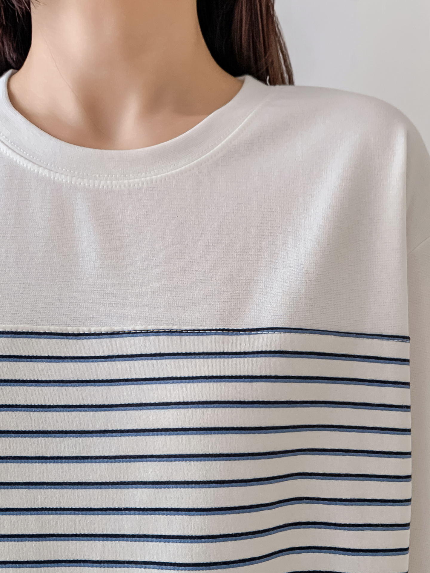 ラウンドネック7分袖ボーダーTシャツ | 詳細画像26