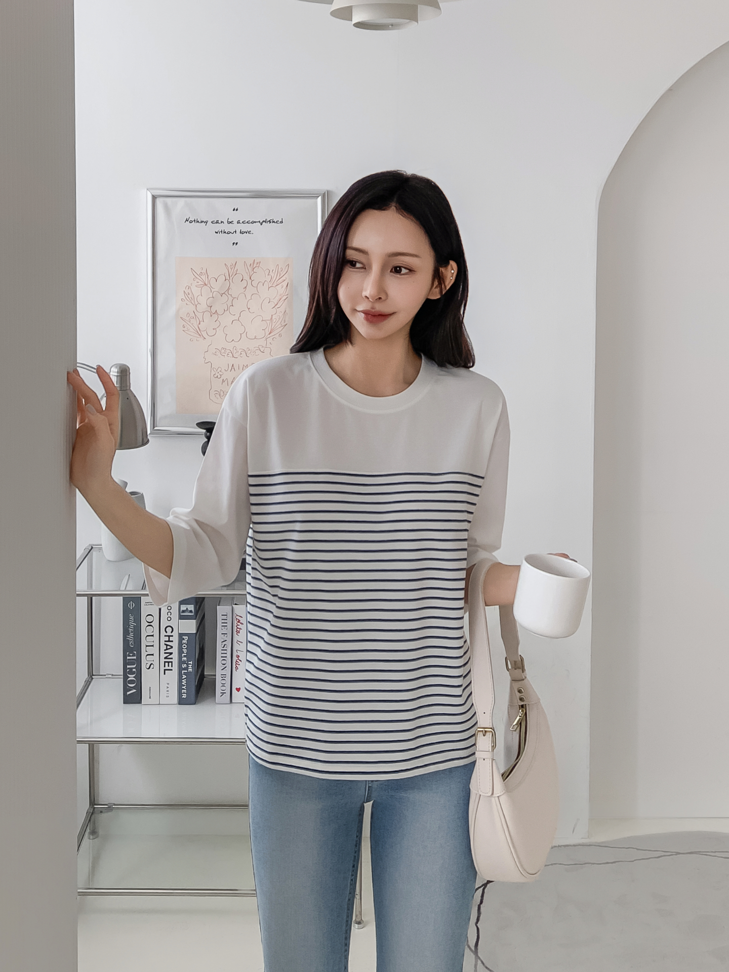 ラウンドネック7分袖ボーダーTシャツ | 詳細画像29