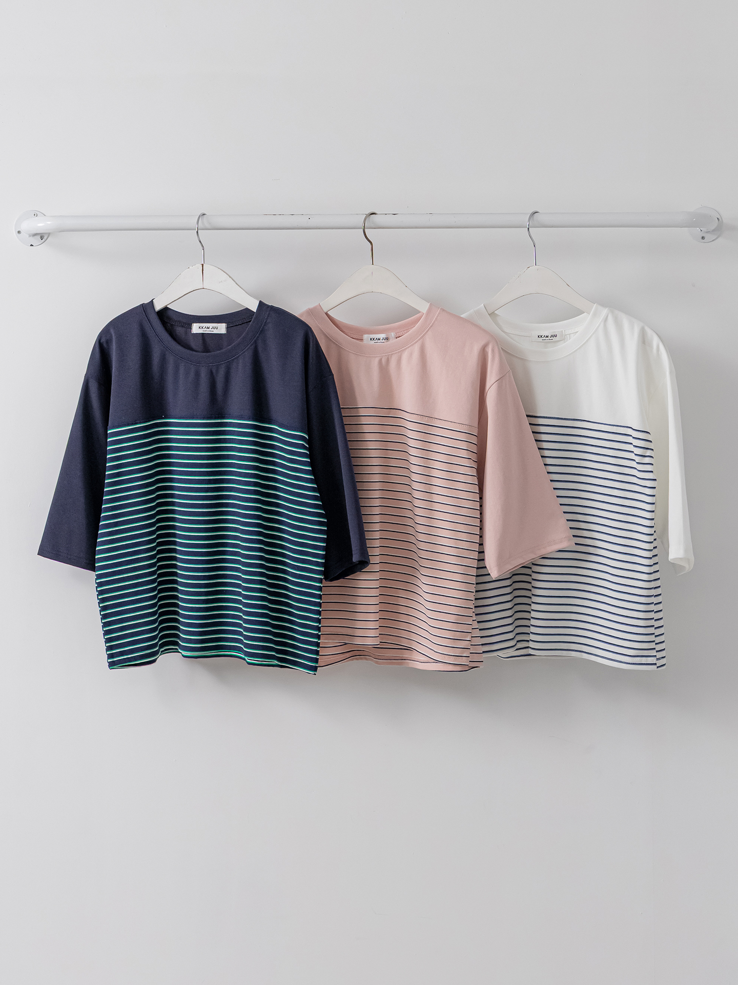 ラウンドネック7分袖ボーダーTシャツ | 詳細画像33