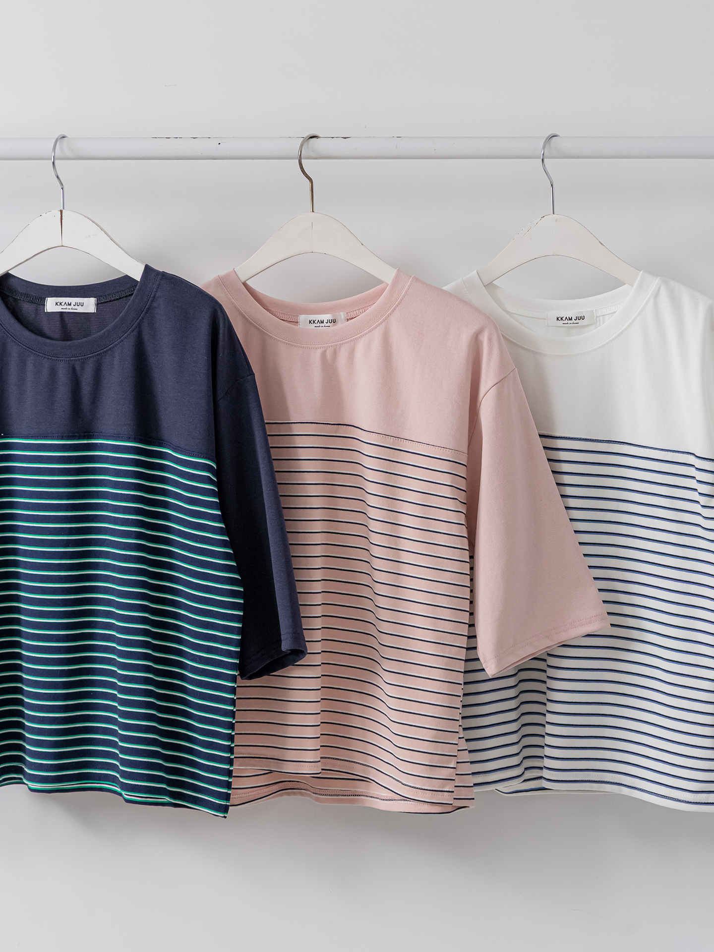 ラウンドネック7分袖ボーダーTシャツ | 詳細画像34