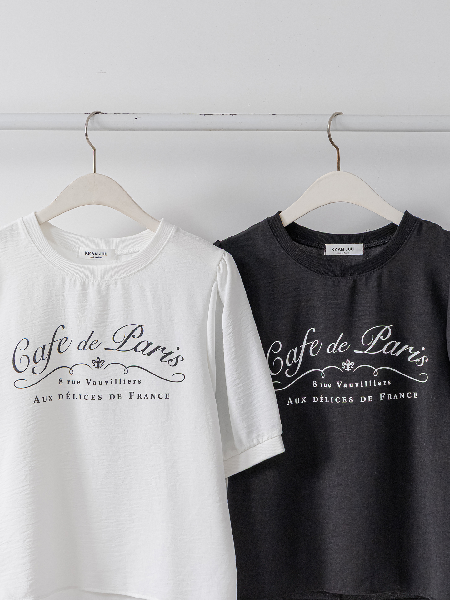 ラウンドネックパフスリーブルーズ半袖レタリングブラウス | 詳細画像19