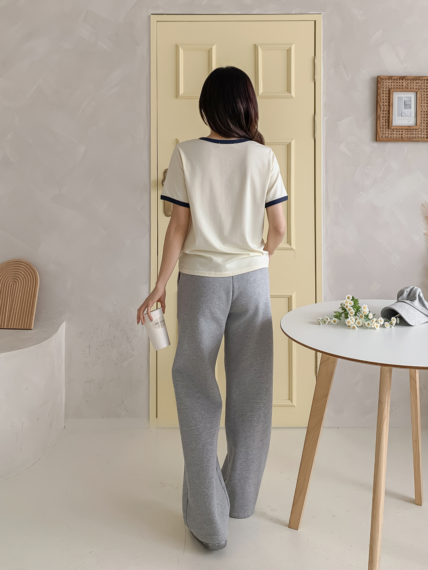 ラウンドネックルーズ半袖プリント配色ラインTシャツ | 詳細画像5