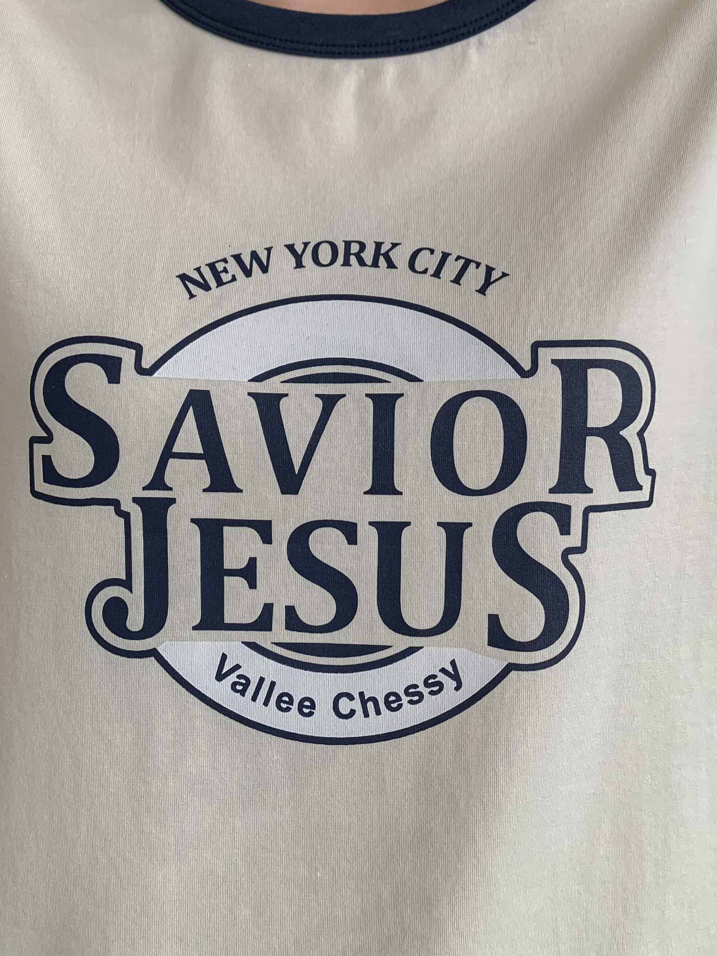 ラウンドネックルーズ半袖プリント配色ラインTシャツ | 詳細画像7