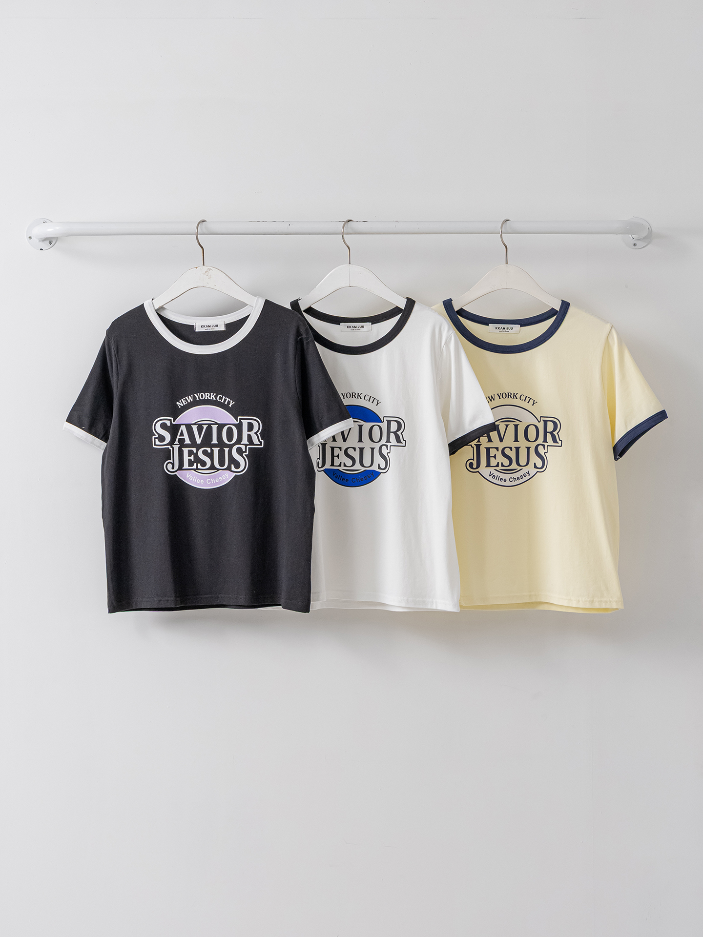 ラウンドネックルーズ半袖プリント配色ラインTシャツ | 詳細画像34