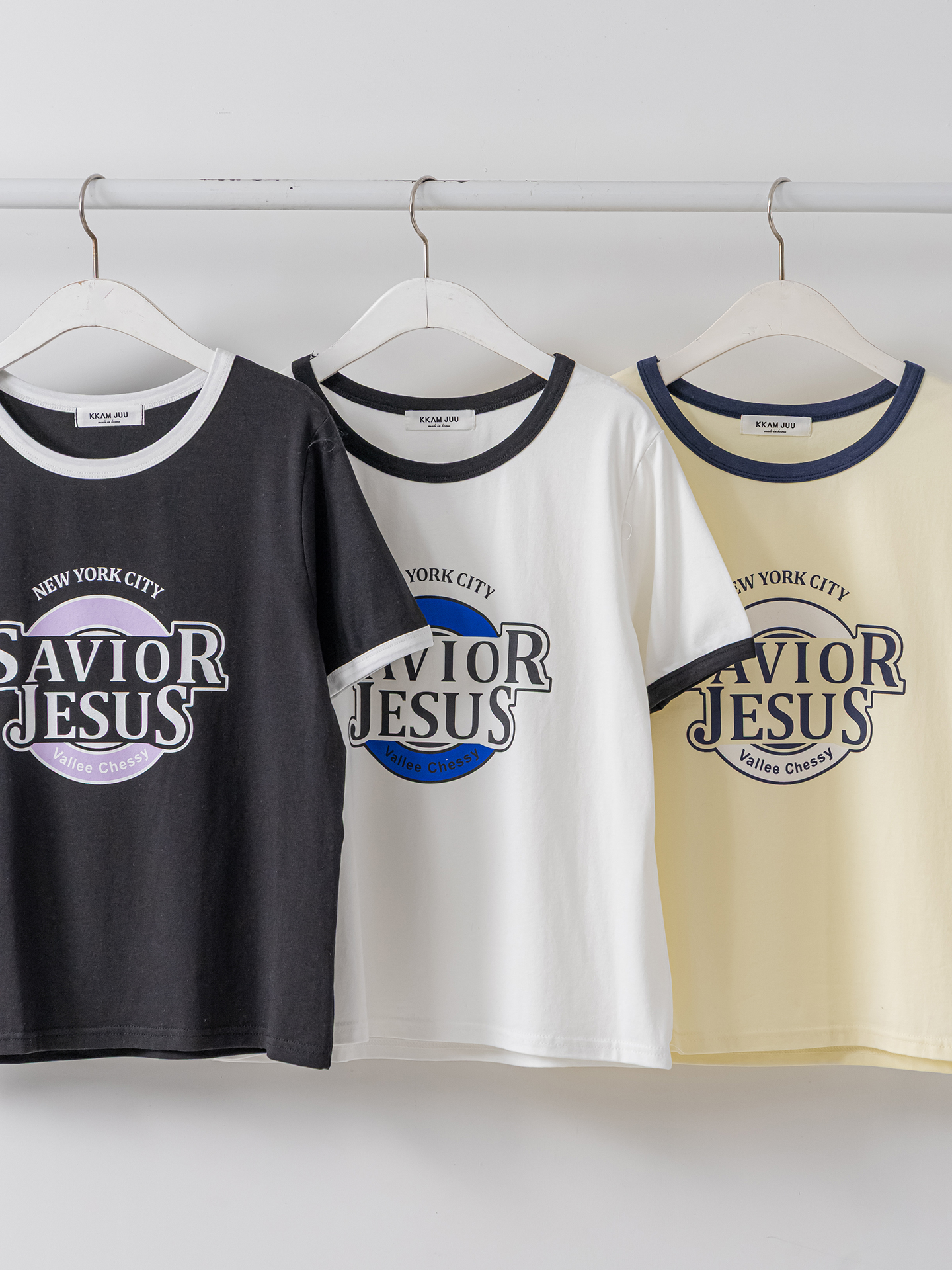 ラウンドネックルーズ半袖プリント配色ラインTシャツ | 詳細画像35