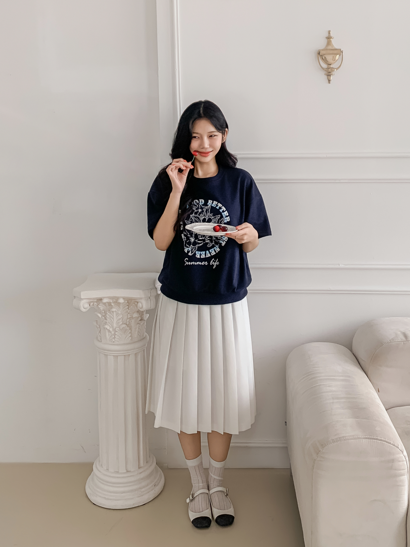 ラウンドネックルーズ半袖ドロップショルダープリントスウェット | 詳細画像4