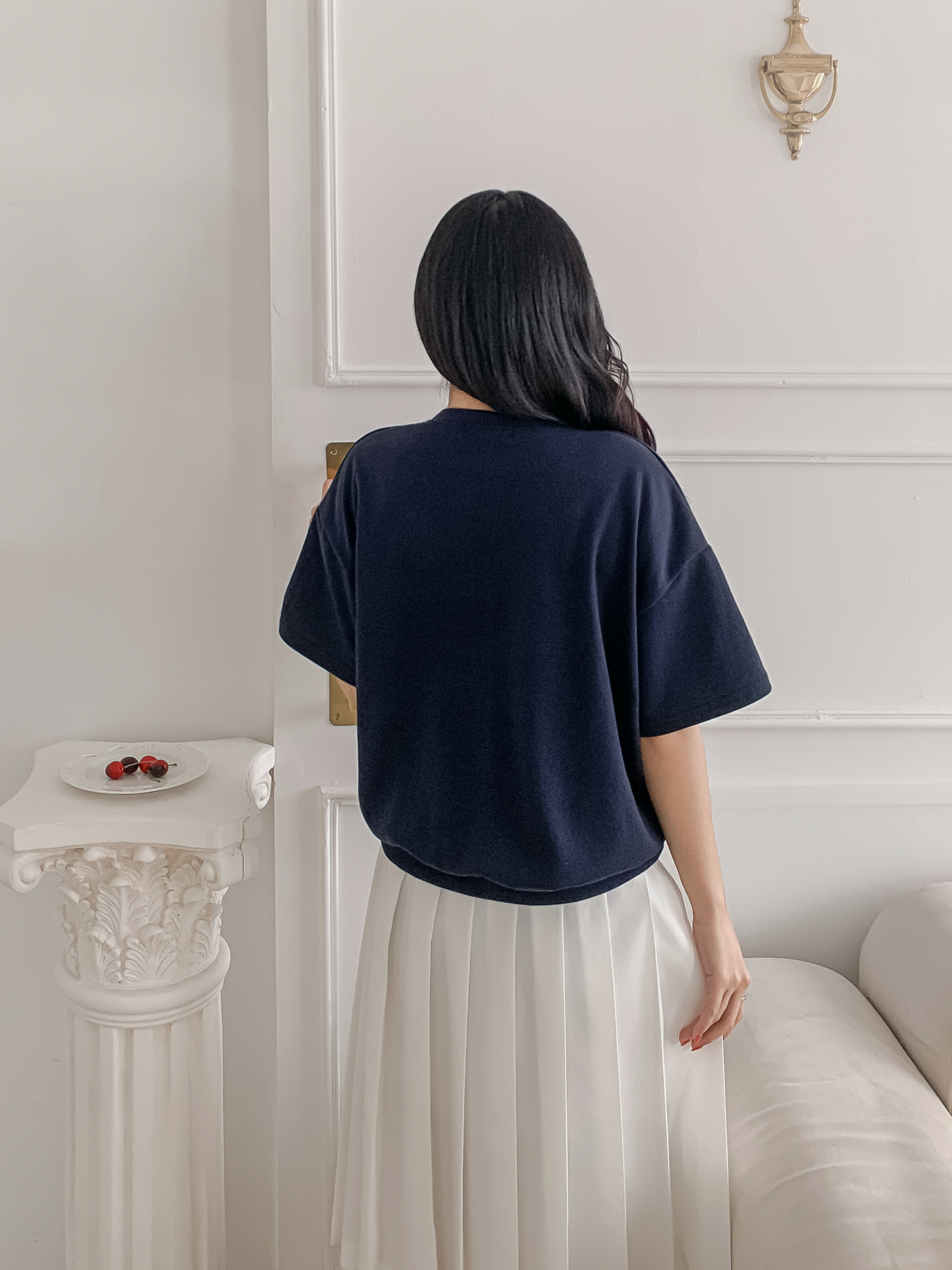 ラウンドネックルーズ半袖ドロップショルダープリントスウェット | 詳細画像5