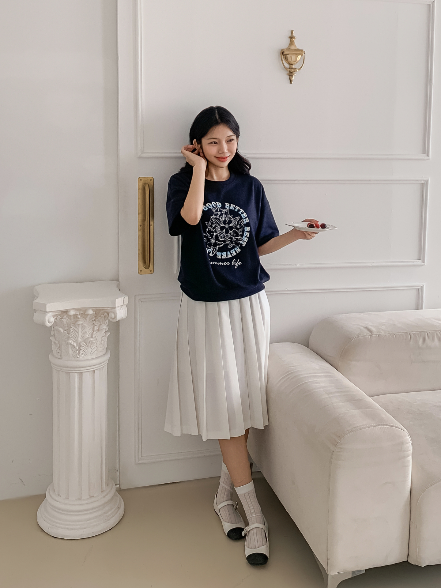 ラウンドネックルーズ半袖ドロップショルダープリントスウェット | 詳細画像6