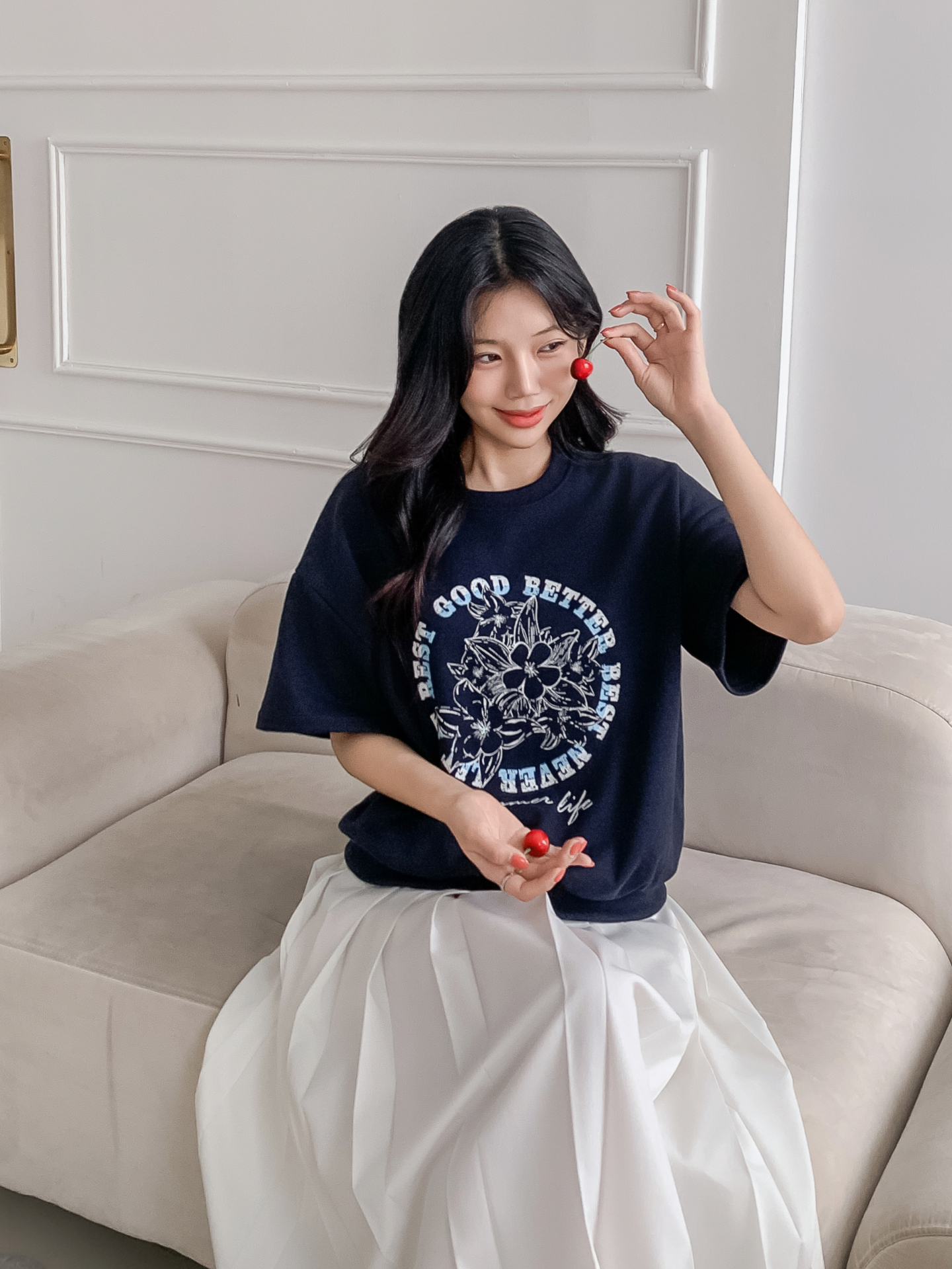 ラウンドネックルーズ半袖ドロップショルダープリントスウェット | 詳細画像10