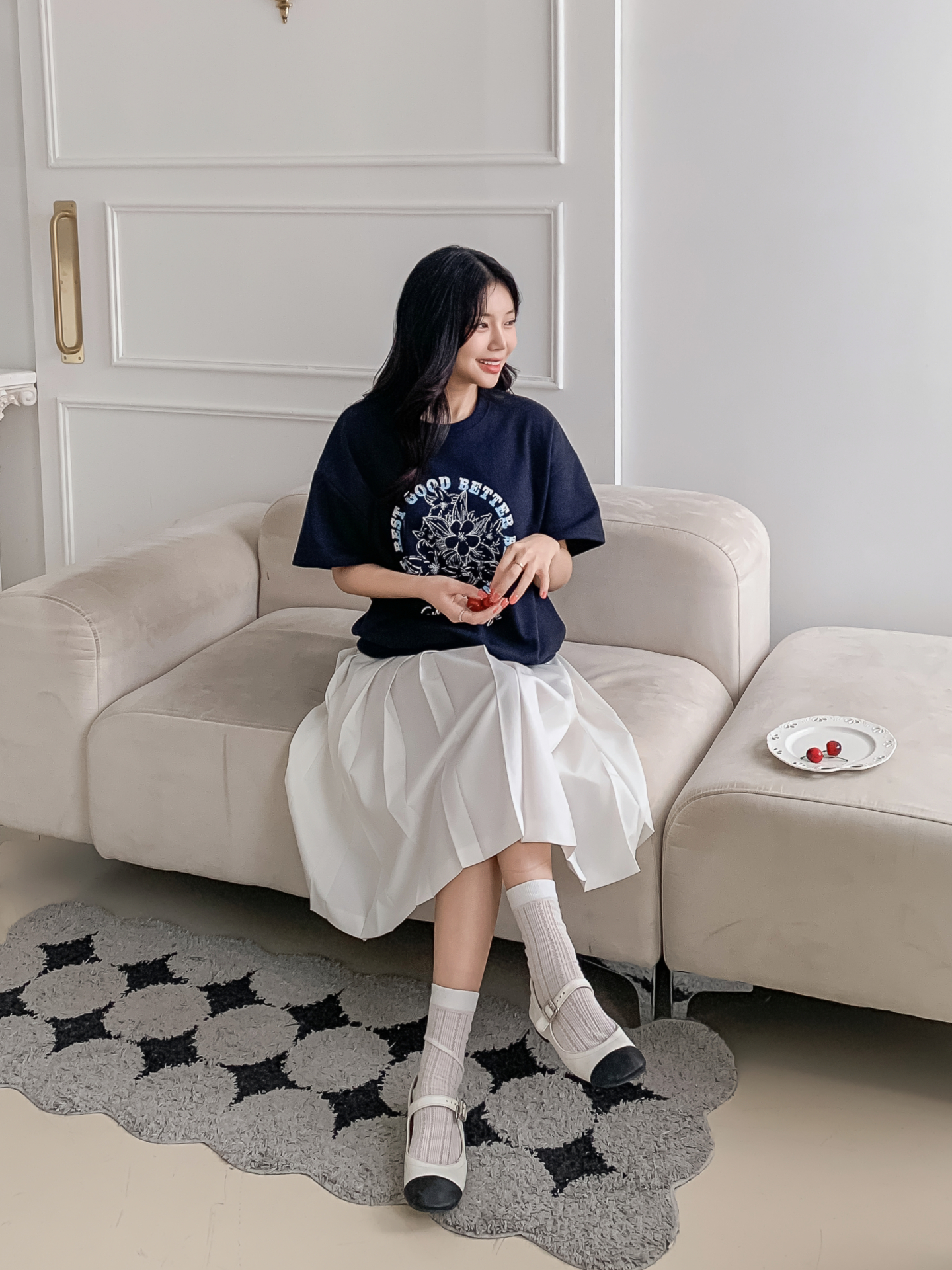 ラウンドネックルーズ半袖ドロップショルダープリントスウェット | 詳細画像11