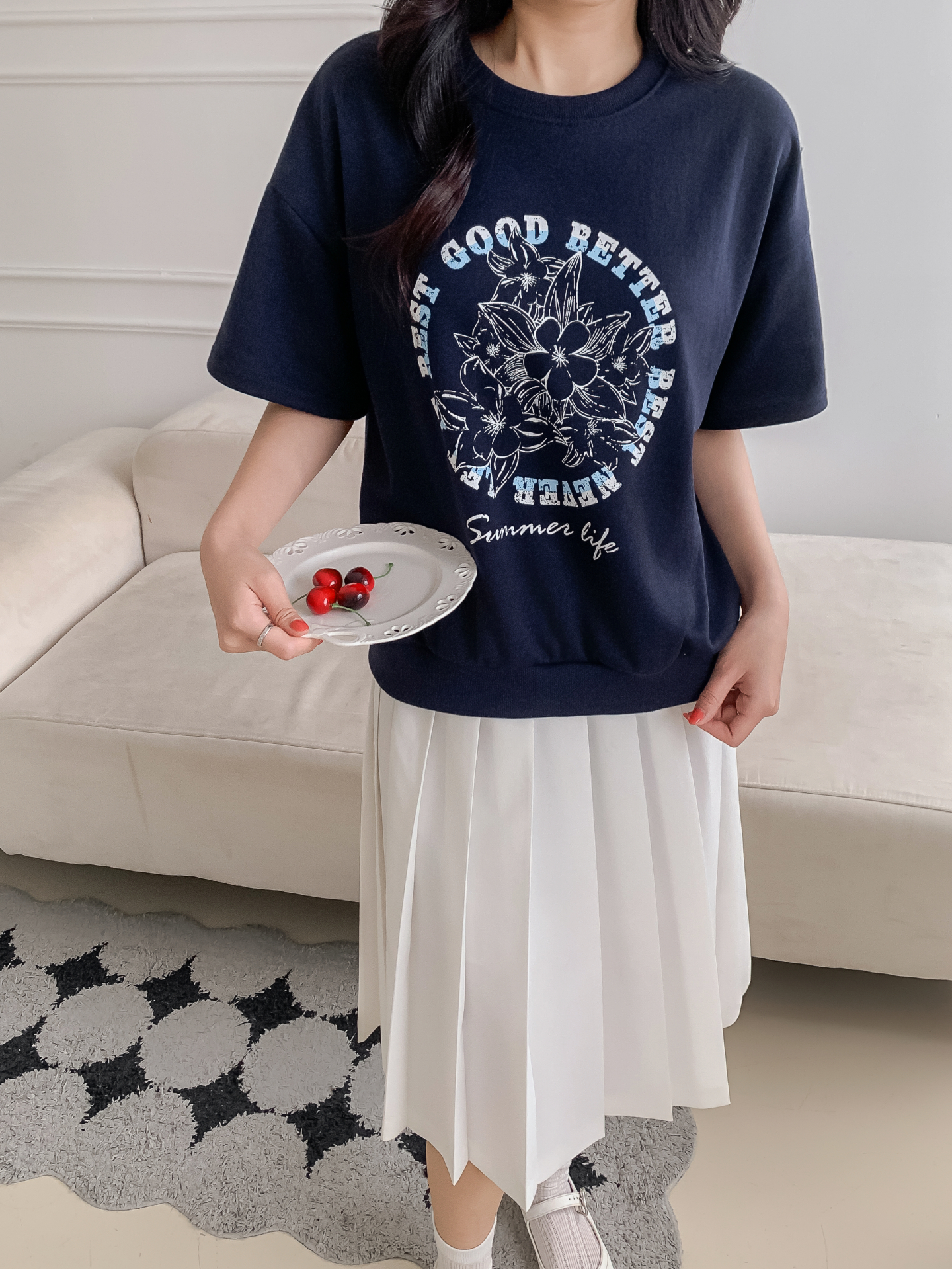 ラウンドネックルーズ半袖ドロップショルダープリントスウェット | 詳細画像14