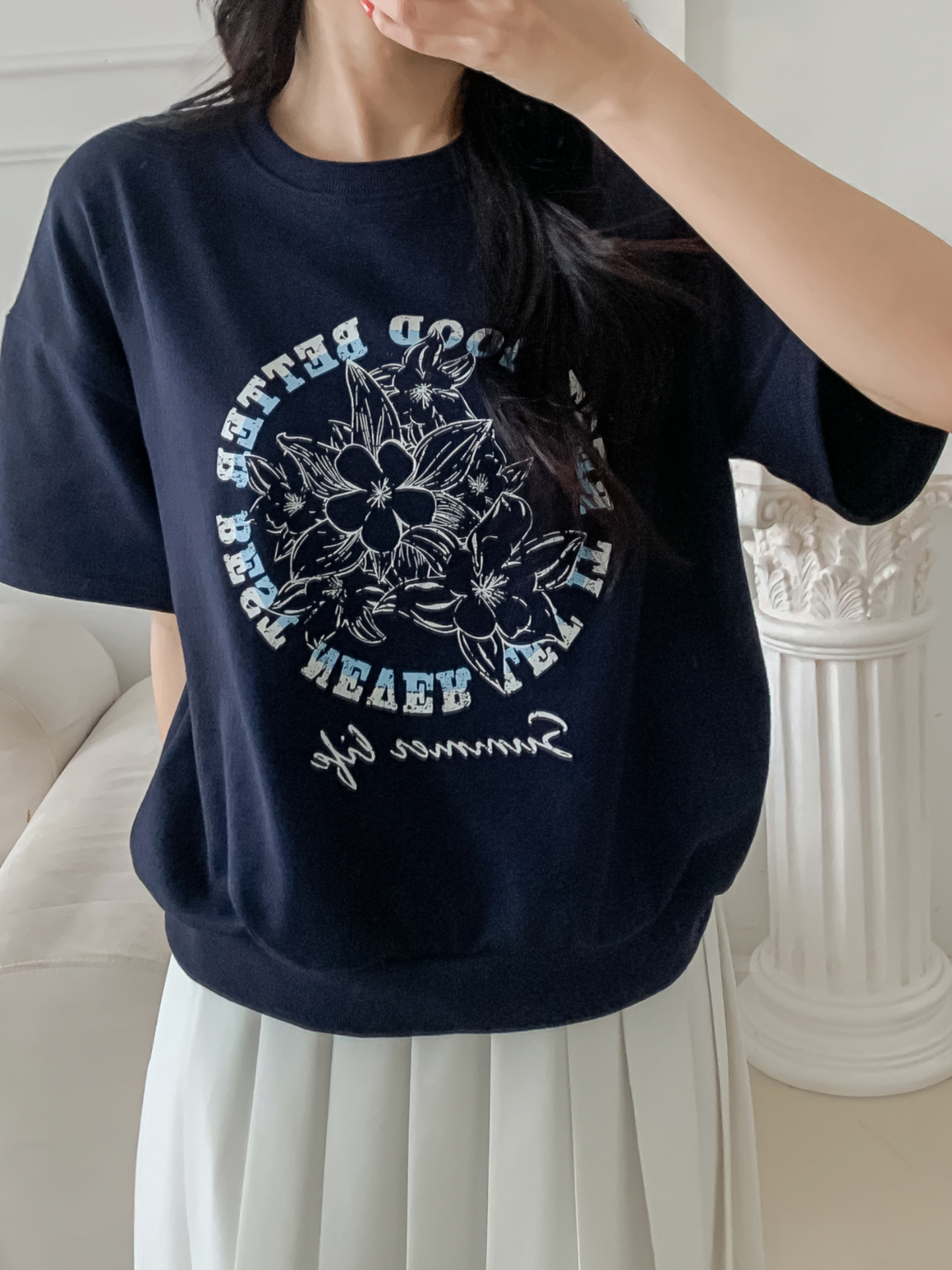 ラウンドネックルーズ半袖ドロップショルダープリントスウェット | 詳細画像18