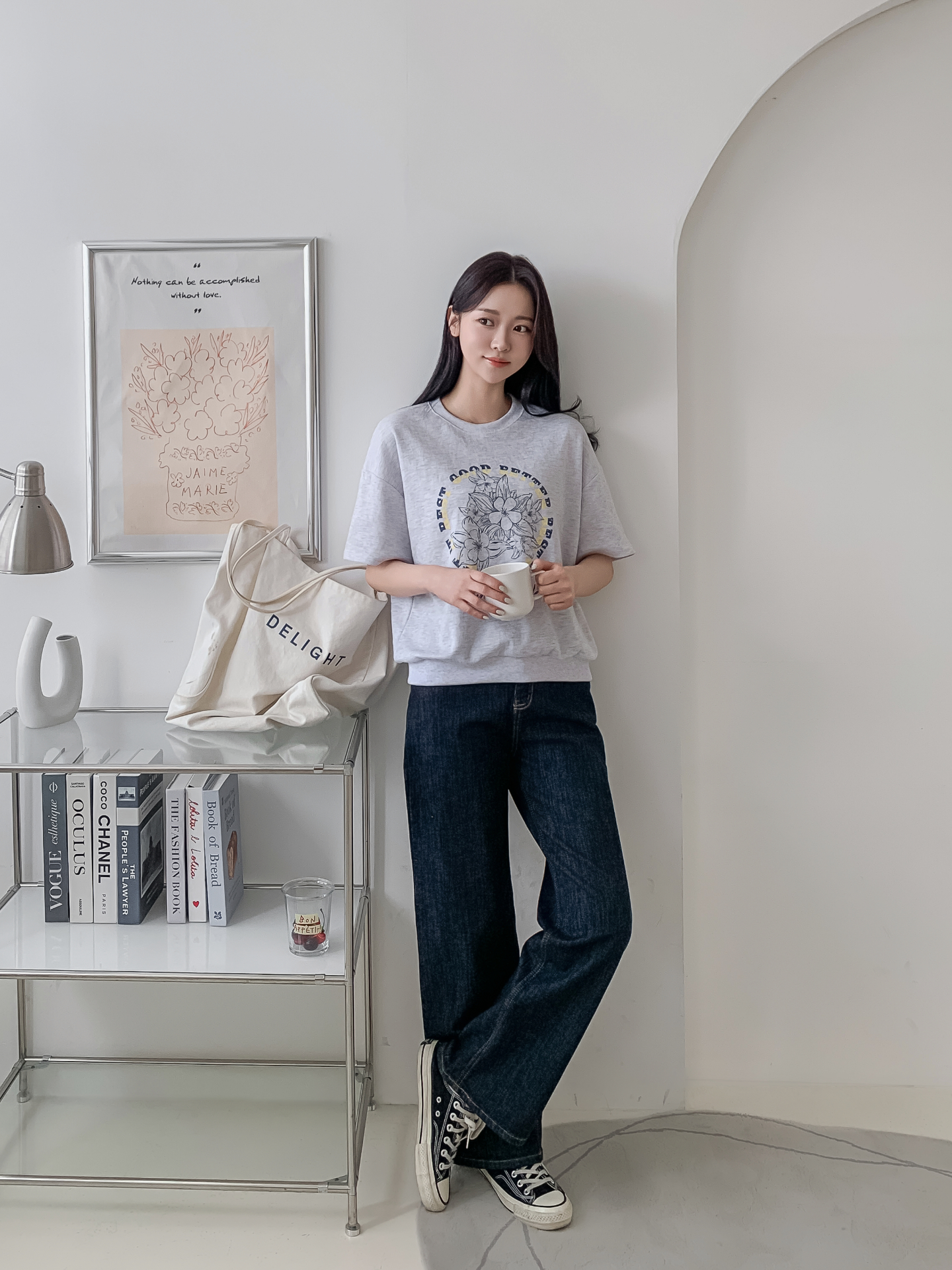 ラウンドネックルーズ半袖ドロップショルダープリントスウェット | 詳細画像19