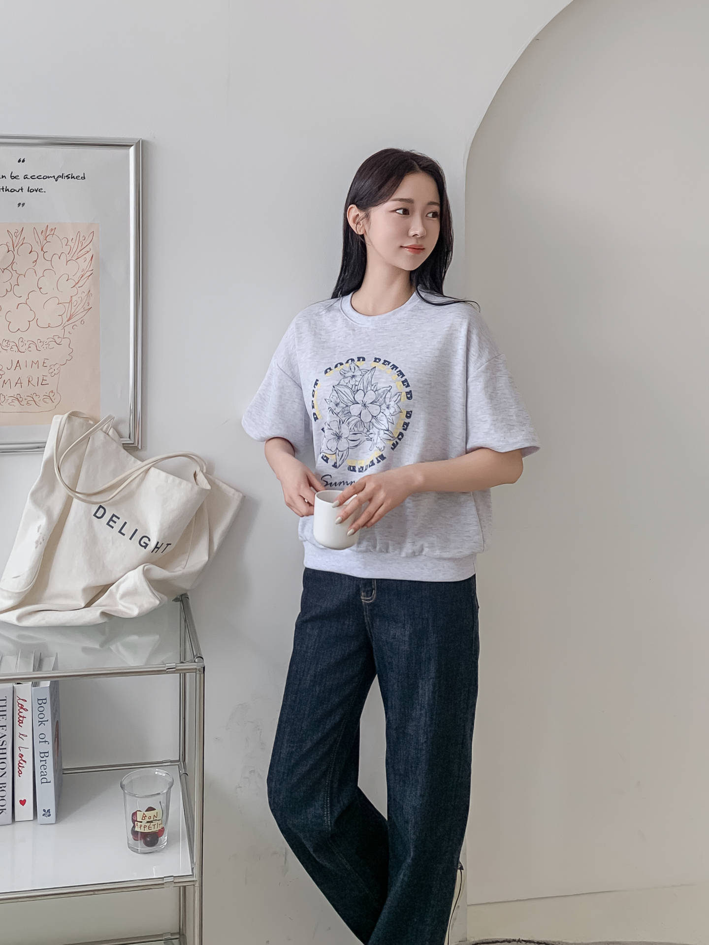 ラウンドネックルーズ半袖ドロップショルダープリントスウェット | 詳細画像20