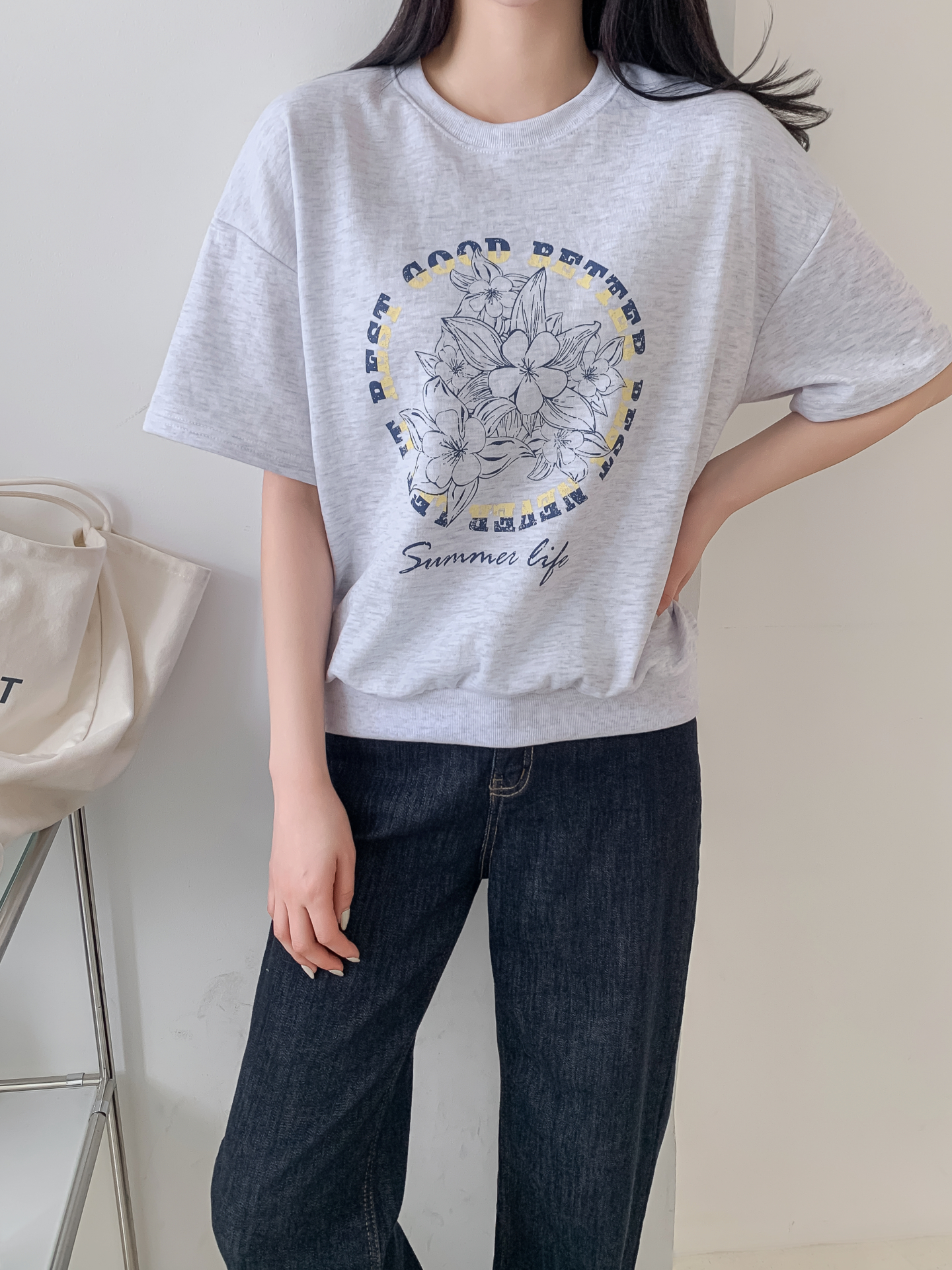 ラウンドネックルーズ半袖ドロップショルダープリントスウェット | 詳細画像21