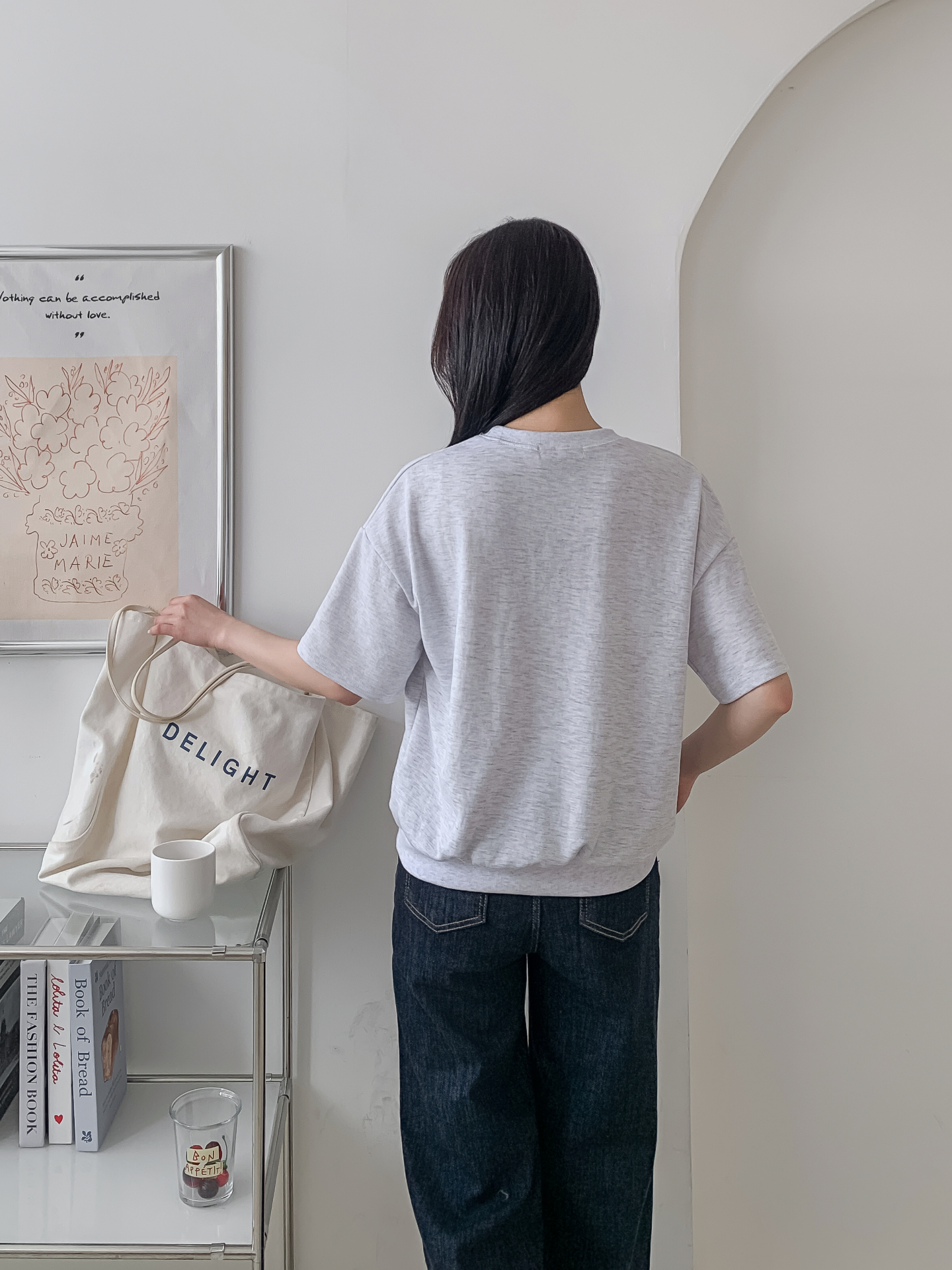 ラウンドネックルーズ半袖ドロップショルダープリントスウェット | 詳細画像22