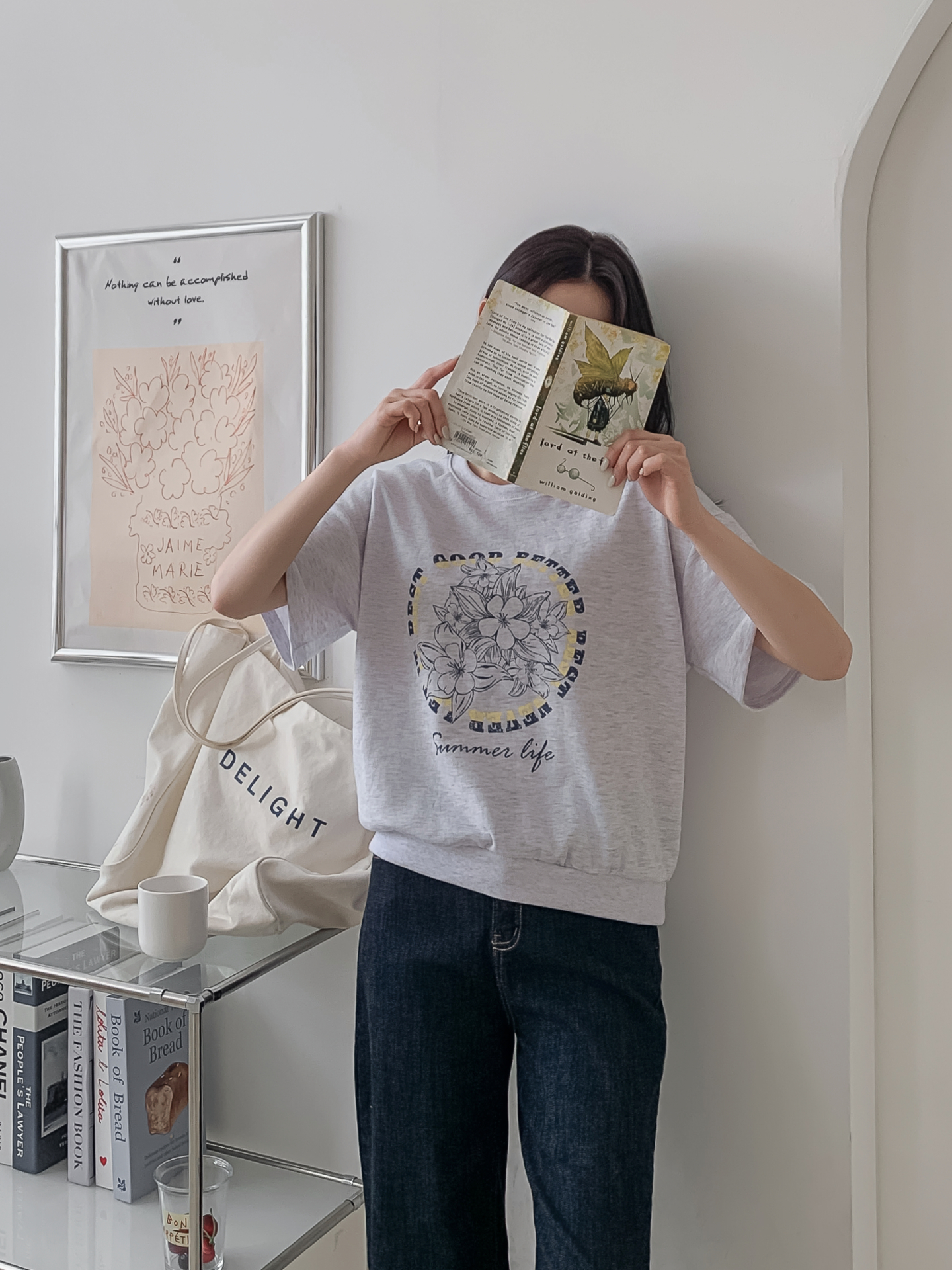 ラウンドネックルーズ半袖ドロップショルダープリントスウェット | 詳細画像24