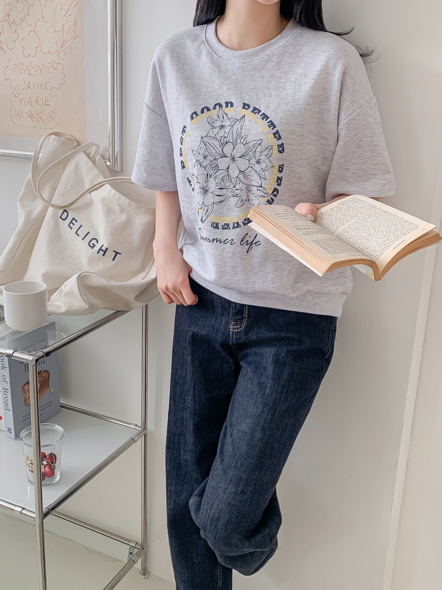 ラウンドネックルーズ半袖ドロップショルダープリントスウェット | 詳細画像25