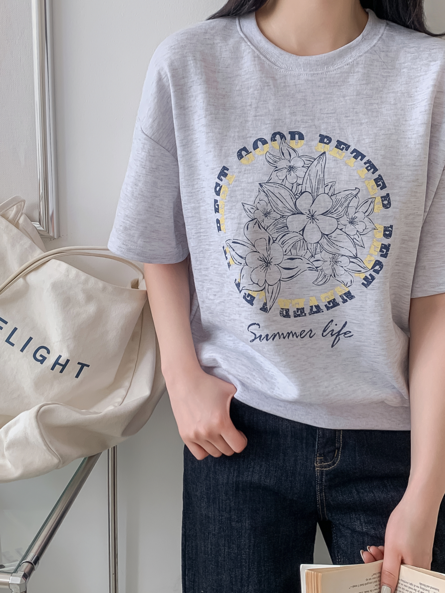 ラウンドネックルーズ半袖ドロップショルダープリントスウェット | 詳細画像26