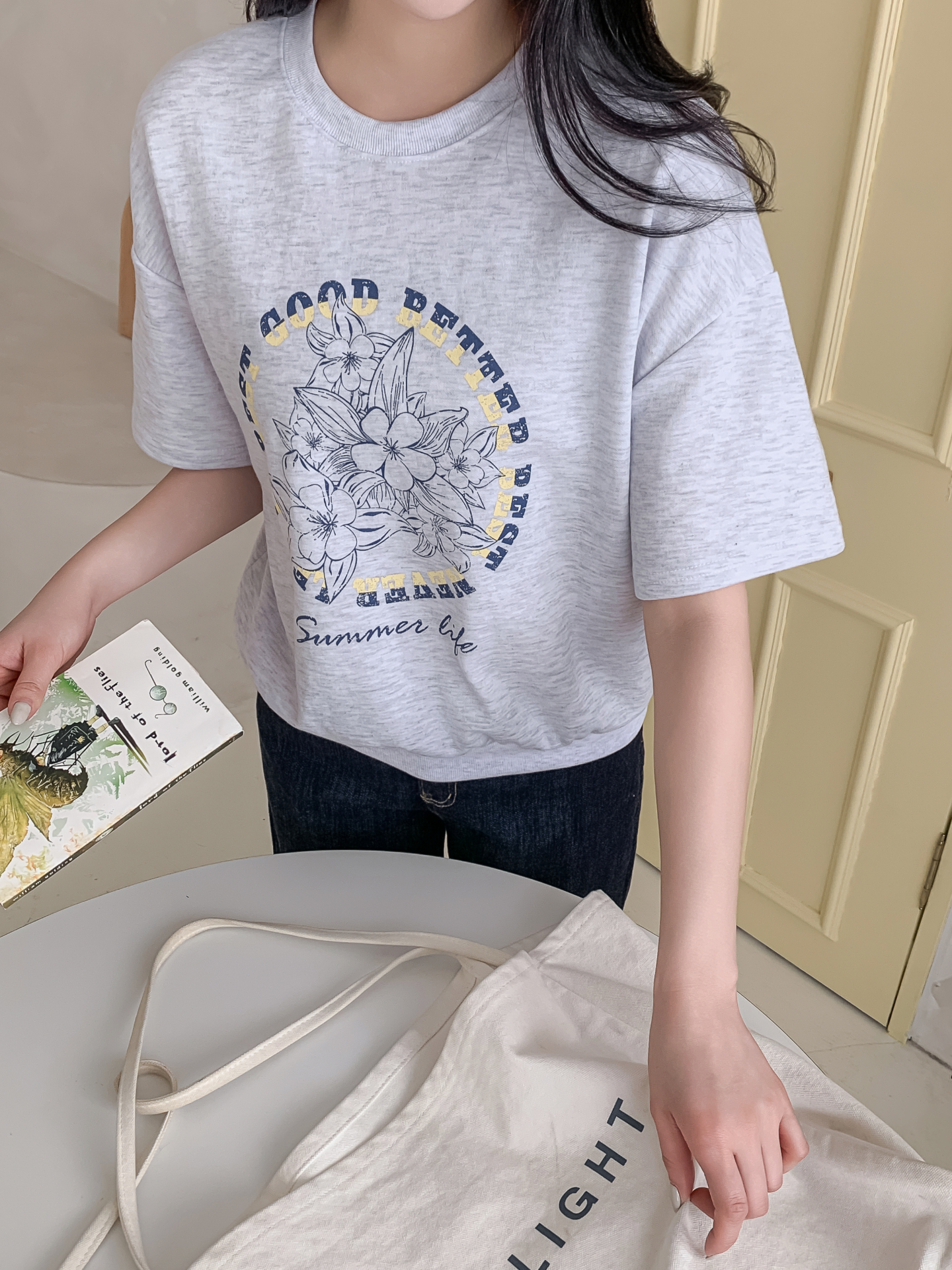 ラウンドネックルーズ半袖ドロップショルダープリントスウェット | 詳細画像27