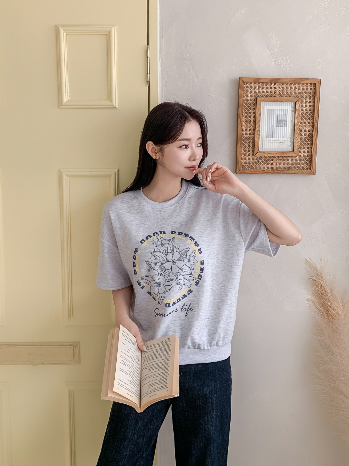 ラウンドネックルーズ半袖ドロップショルダープリントスウェット | 詳細画像30