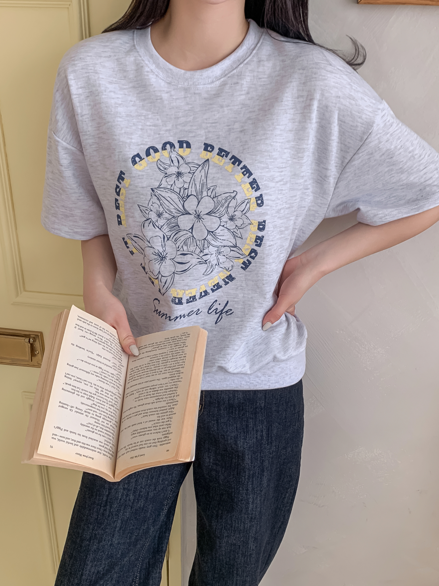 ラウンドネックルーズ半袖ドロップショルダープリントスウェット | 詳細画像31