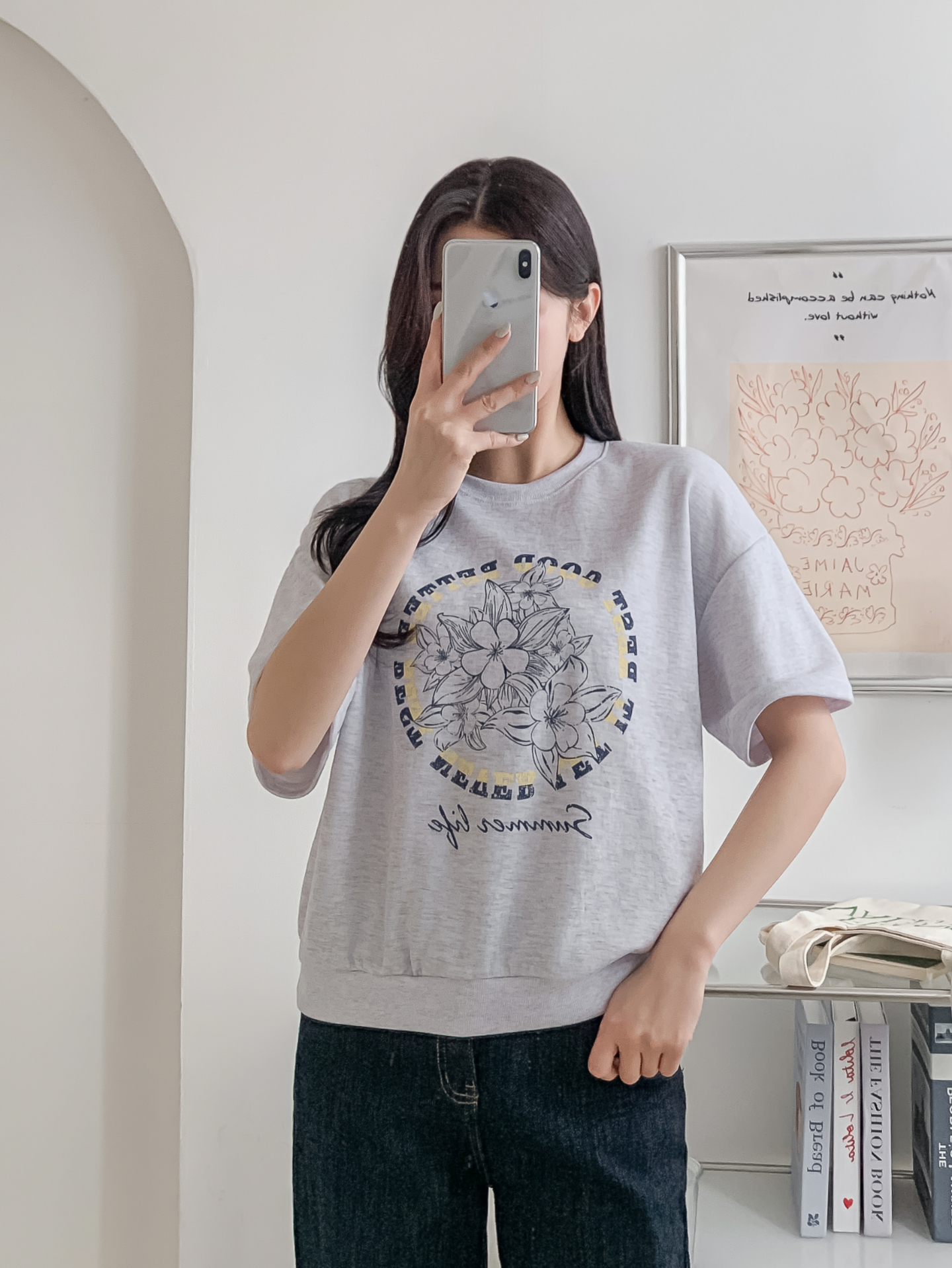 ラウンドネックルーズ半袖ドロップショルダープリントスウェット | 詳細画像38