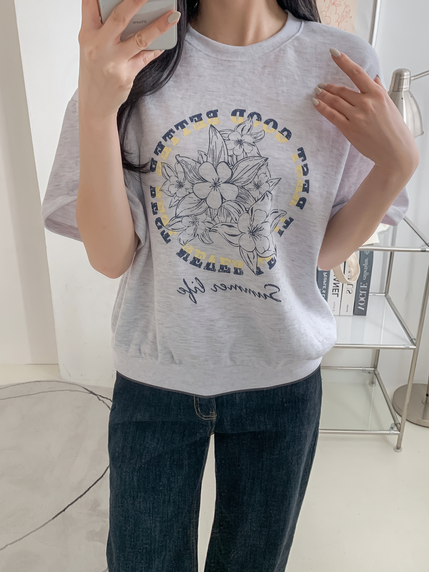 ラウンドネックルーズ半袖ドロップショルダープリントスウェット | 詳細画像39