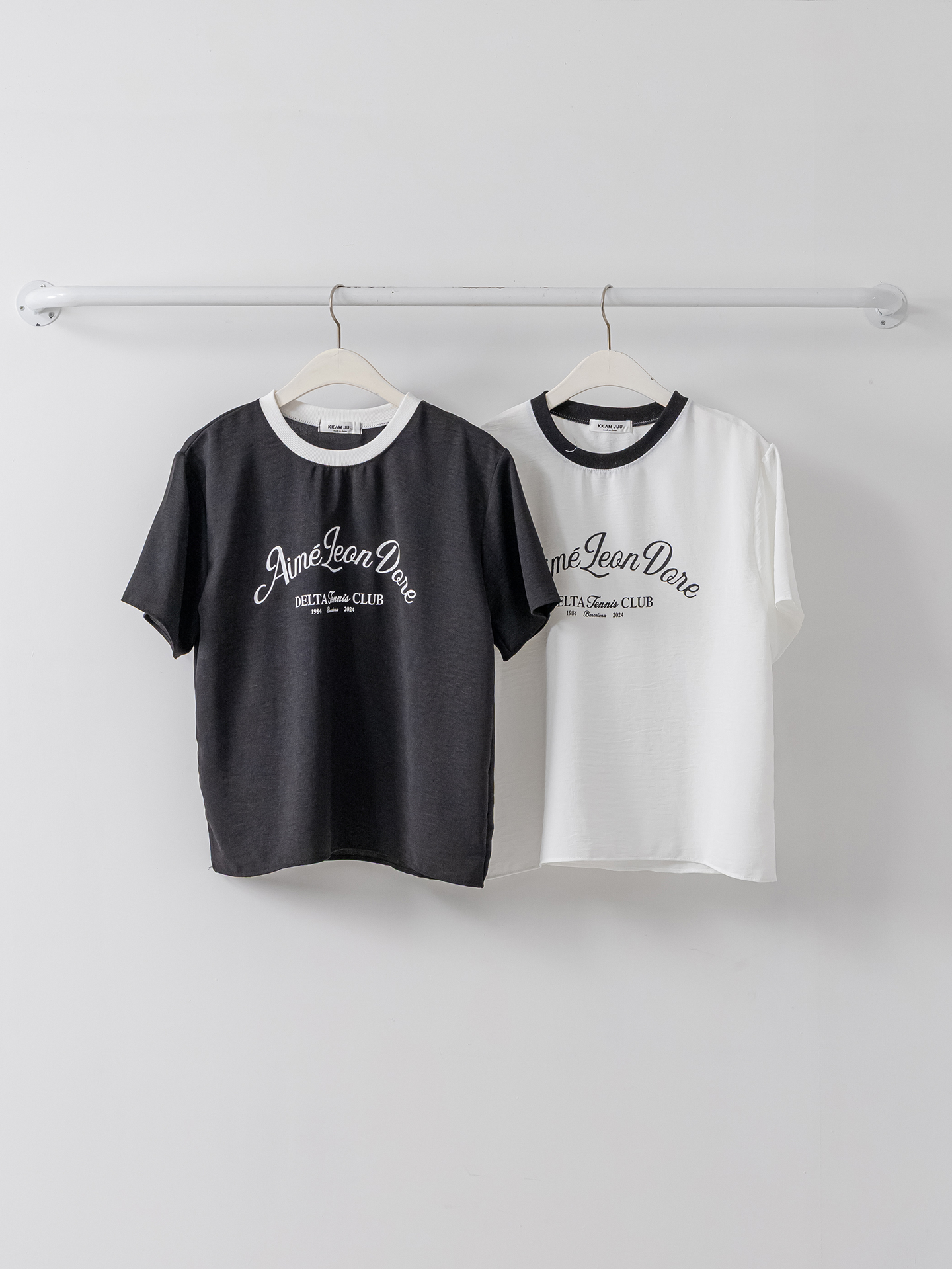 ラウンドネックルーズ半袖レタリング配色ブラウス | 詳細画像18