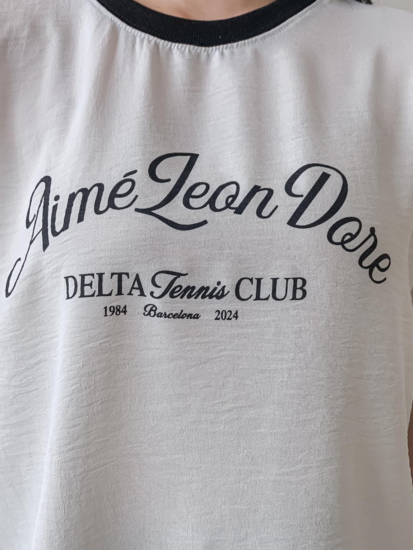 ラウンドネックルーズ半袖レタリング配色ブラウス | 詳細画像9