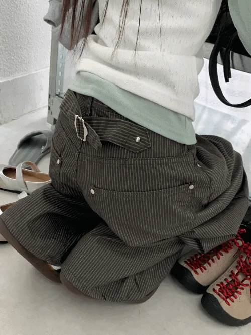 コットンポケットアジャストバルーンワイドストライプパンツ | banincci | 詳細画像1