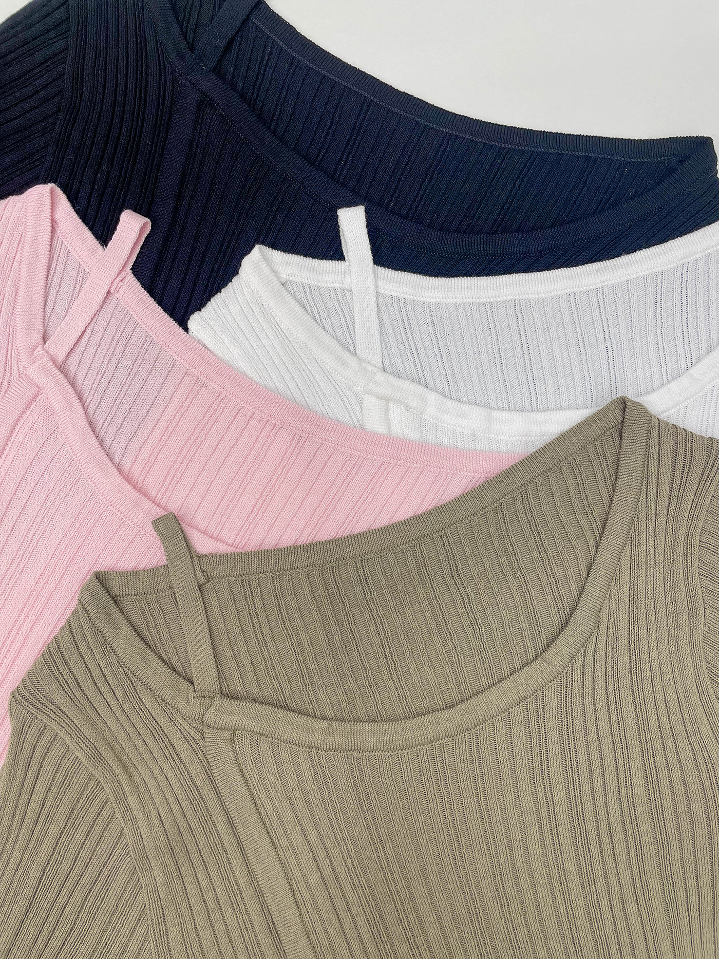 リブアンバランスネックスリットスリムベルスリーブアンバランス長袖無地ニット | 詳細画像21