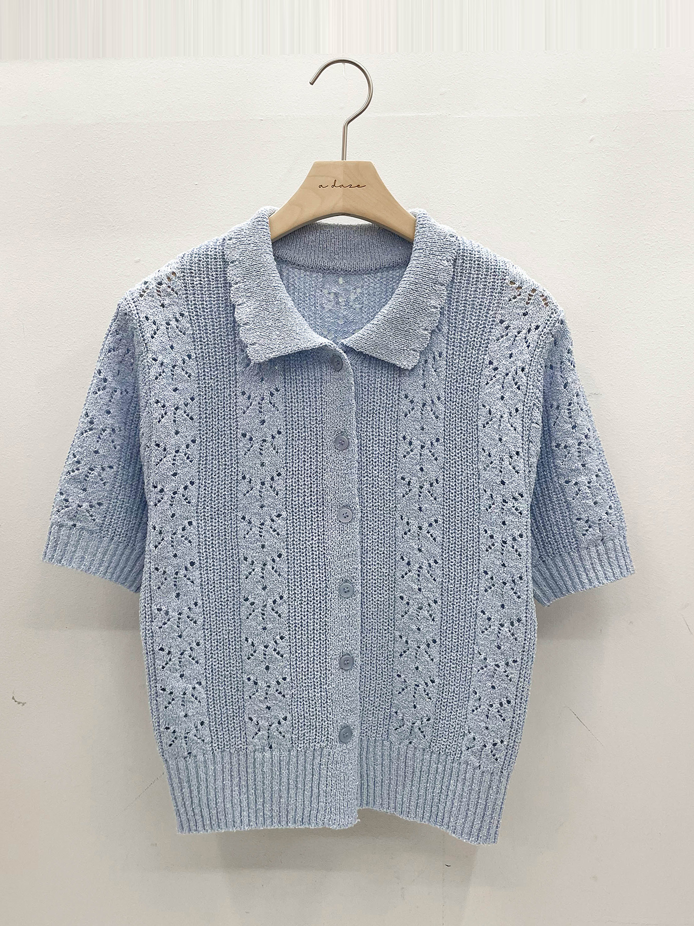 ブークレアクリルボタンカラーパンチング半袖花柄カーディガン | 詳細画像15