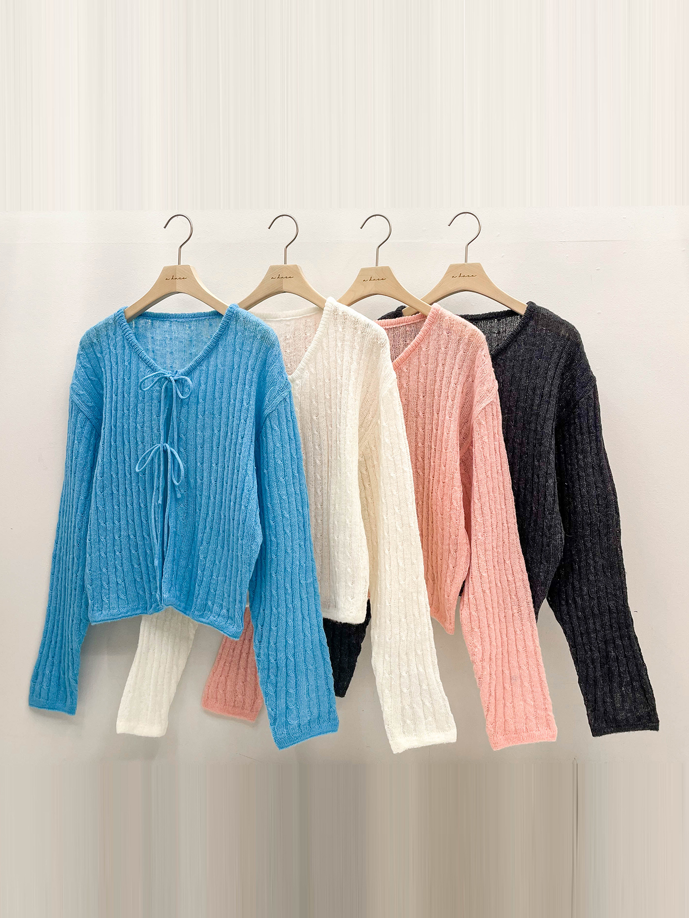 ウール混モヘア混ストラップラウンドネッククロップドルーズ長袖ドロップショルダー無地カーディガン | 詳細画像17