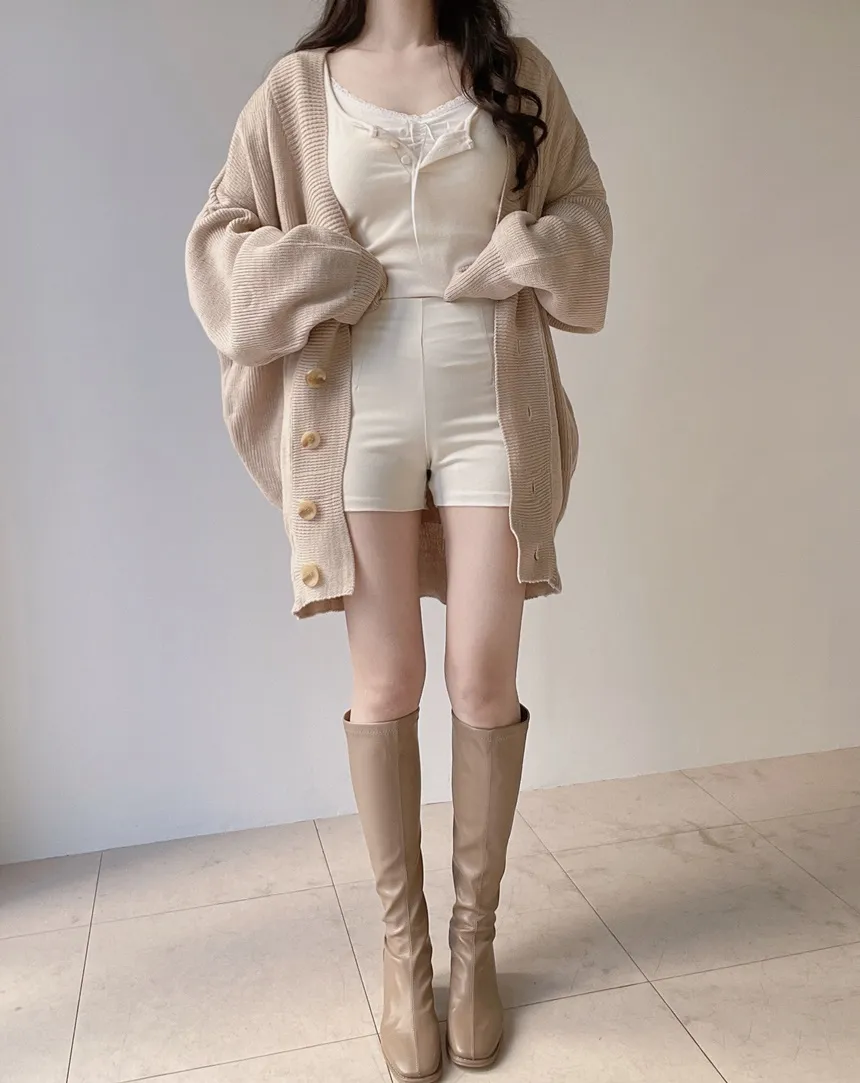 ウール混ボクシールーズVネックカーディガン | mirangmirang | 詳細画像3