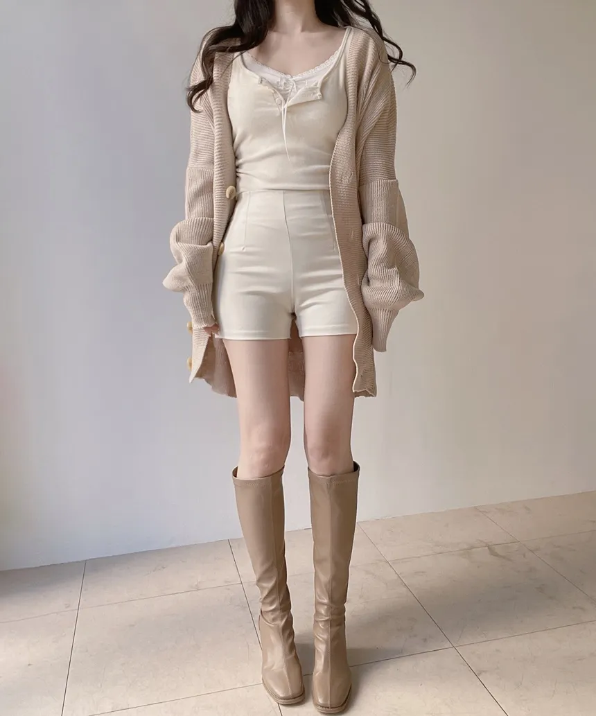 ウール混ボクシールーズVネックカーディガン | mirangmirang | 詳細画像5